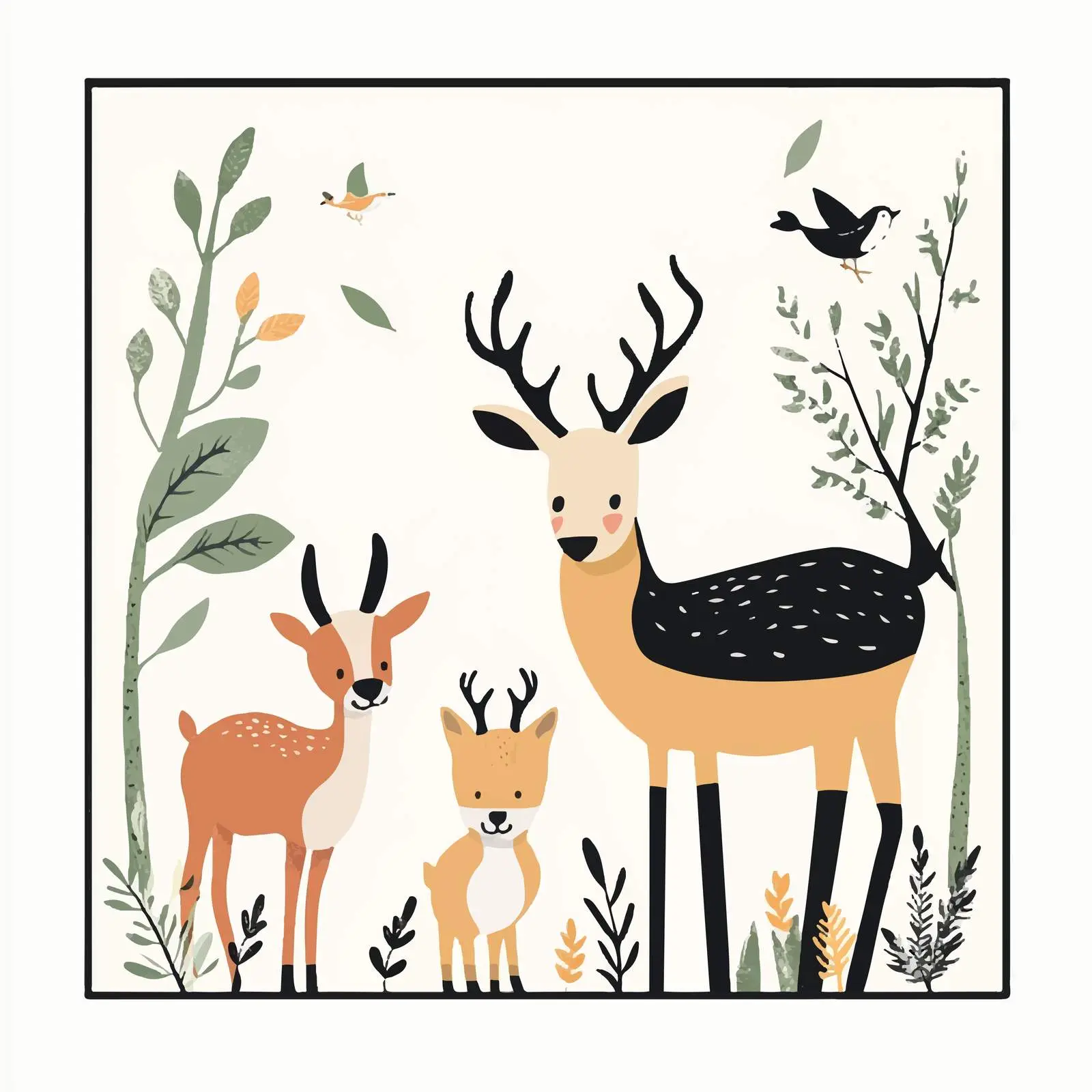 Flat Vector Animal Illustration Within a Frame — free download from Dotvec