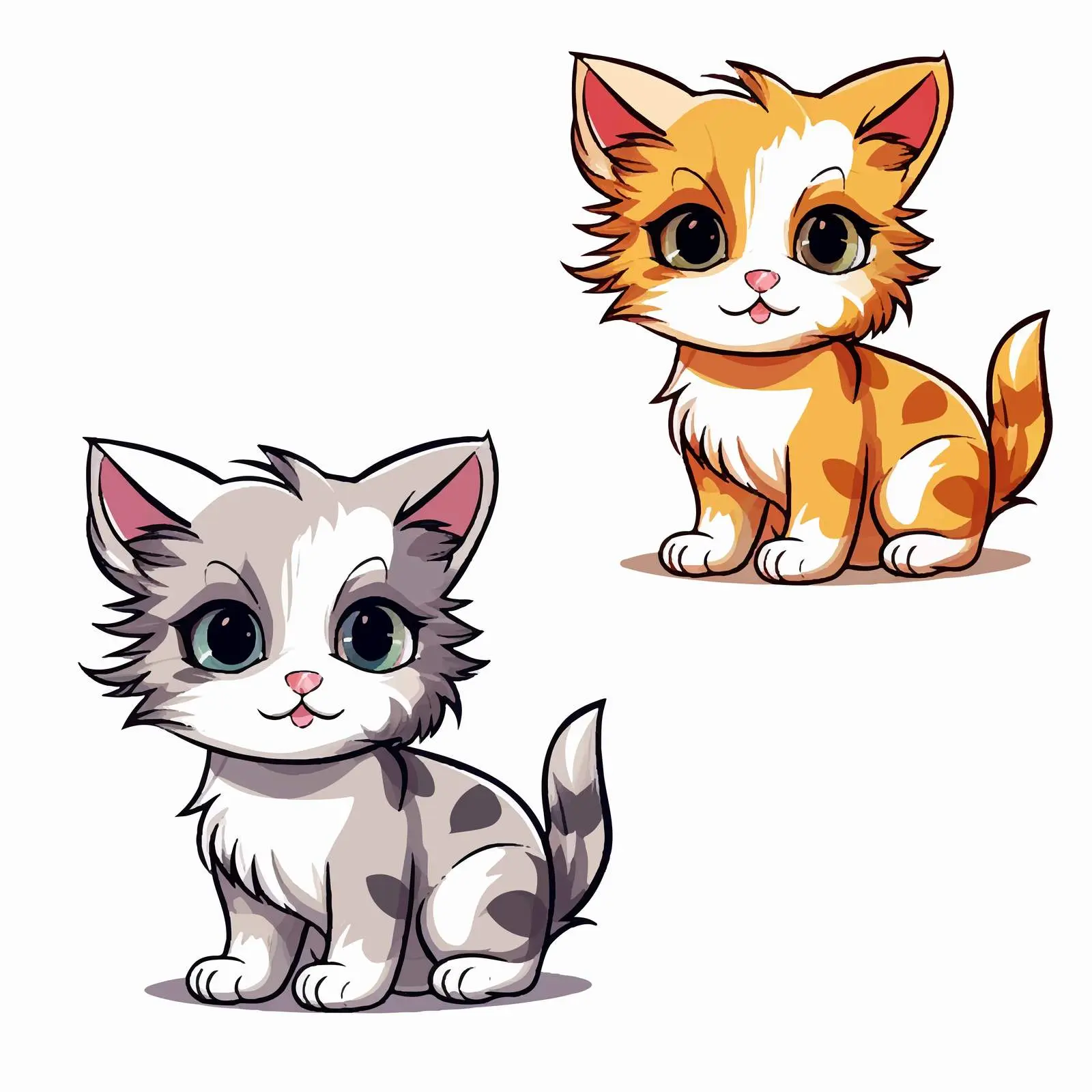 Outlined and Colored Kitten Vector Art — free download from Dotvec