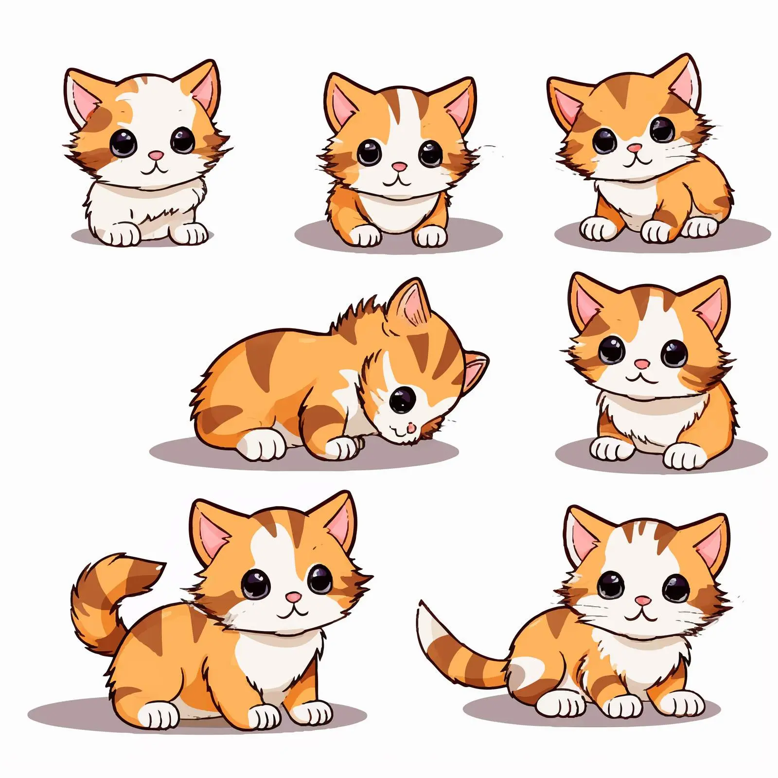 Outlined and Colored Kitten Vector Art — free download from Dotvec