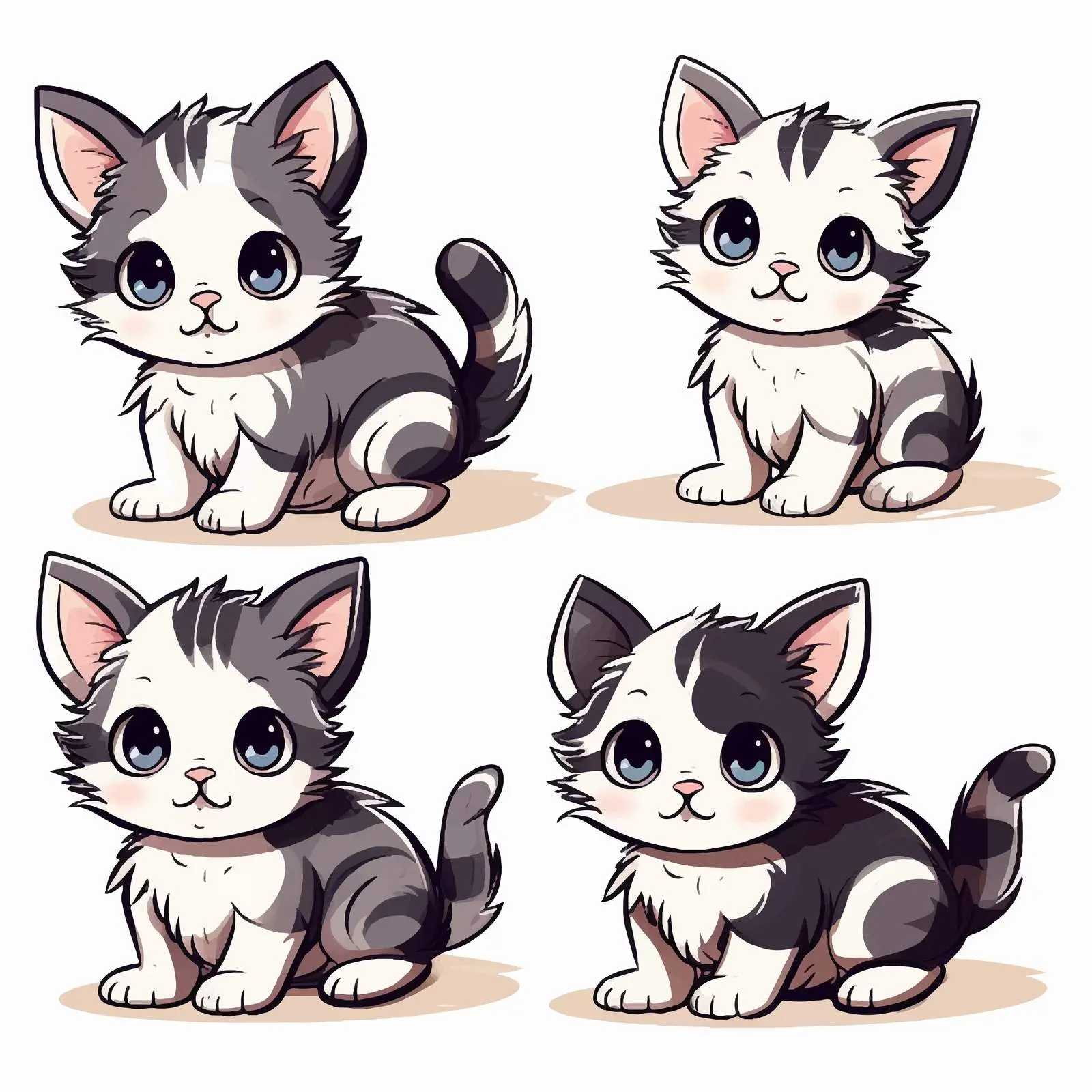 Charming Kitten Vector Art in Outlined and Colored Style — free download from Dotvec