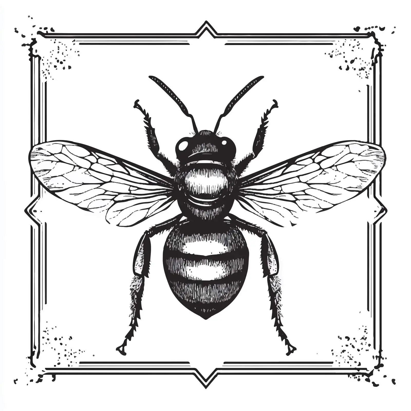 Black and White Flat Bee Vector Illustration — free download from Dotvec