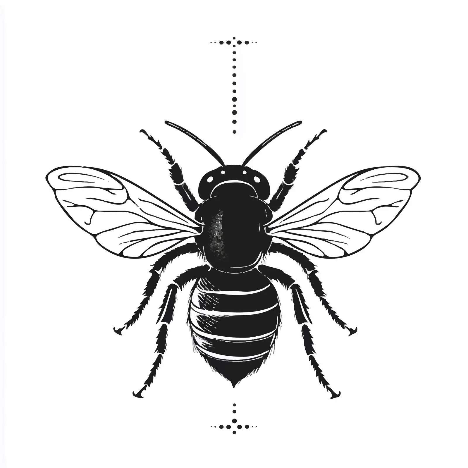 Black and White Flat Bee Vector Illustration — free download from Dotvec