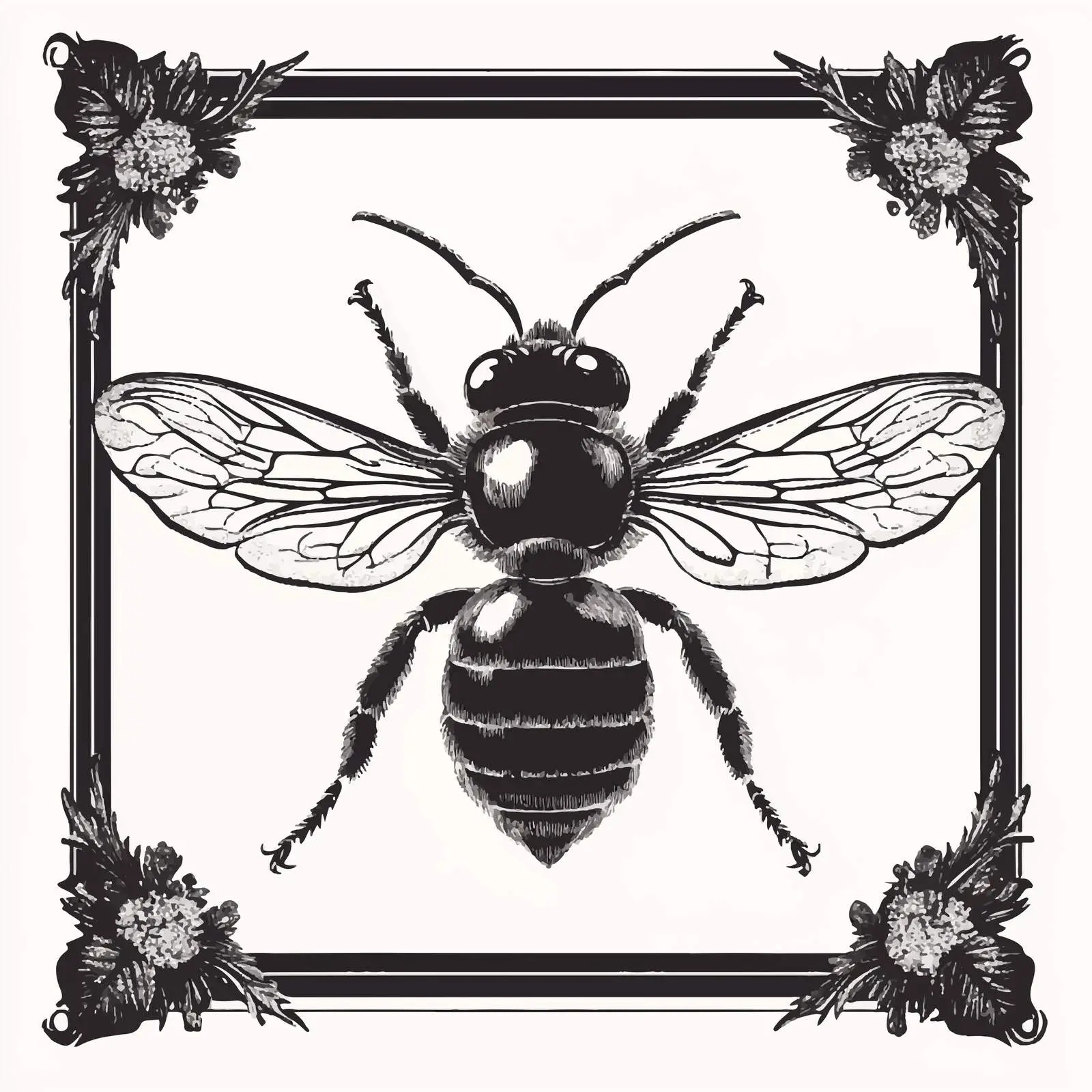 Black and White Flat Bee Vector Illustration — free download from Dotvec