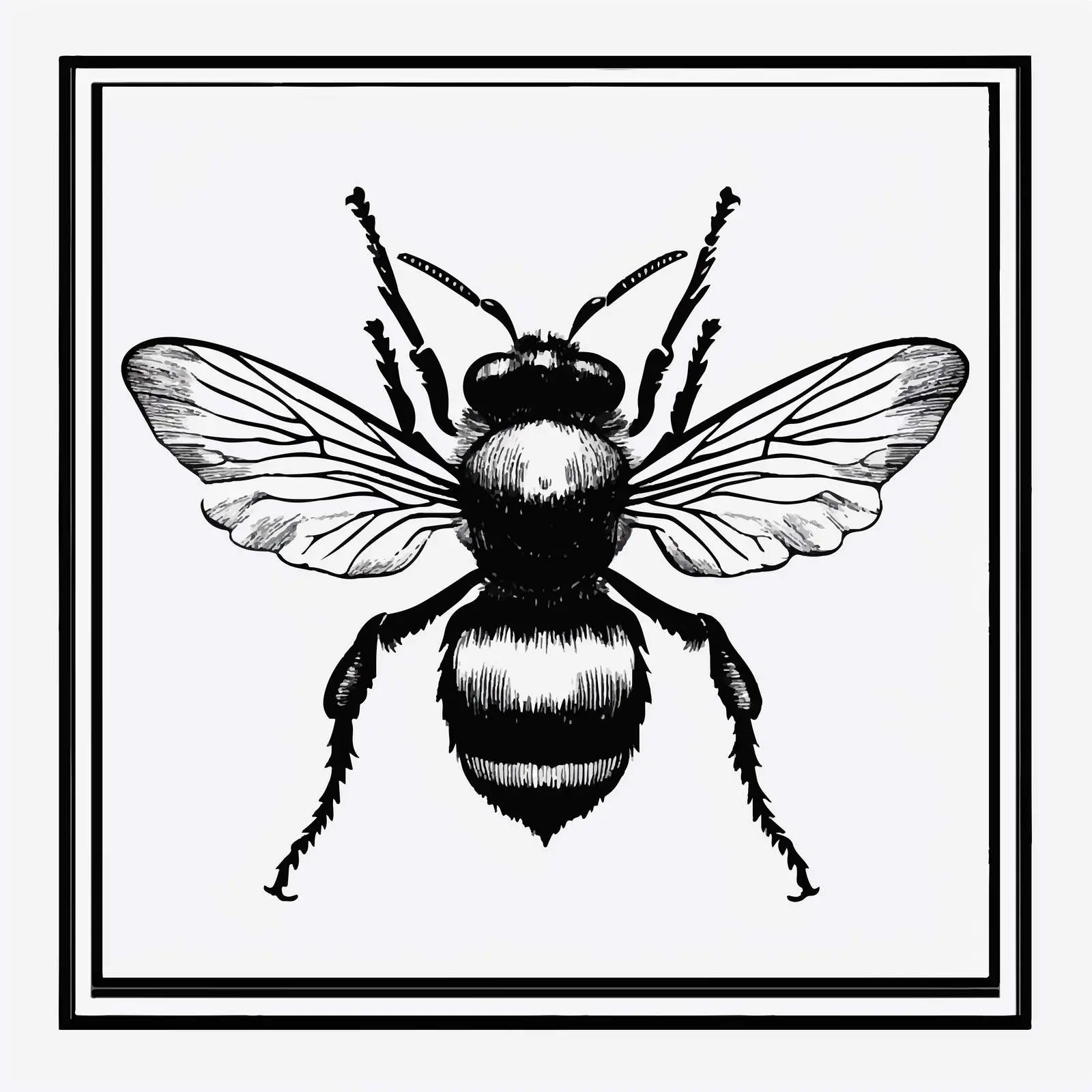 Stylized Black and White Bee Vector Illustration — free download from Dotvec