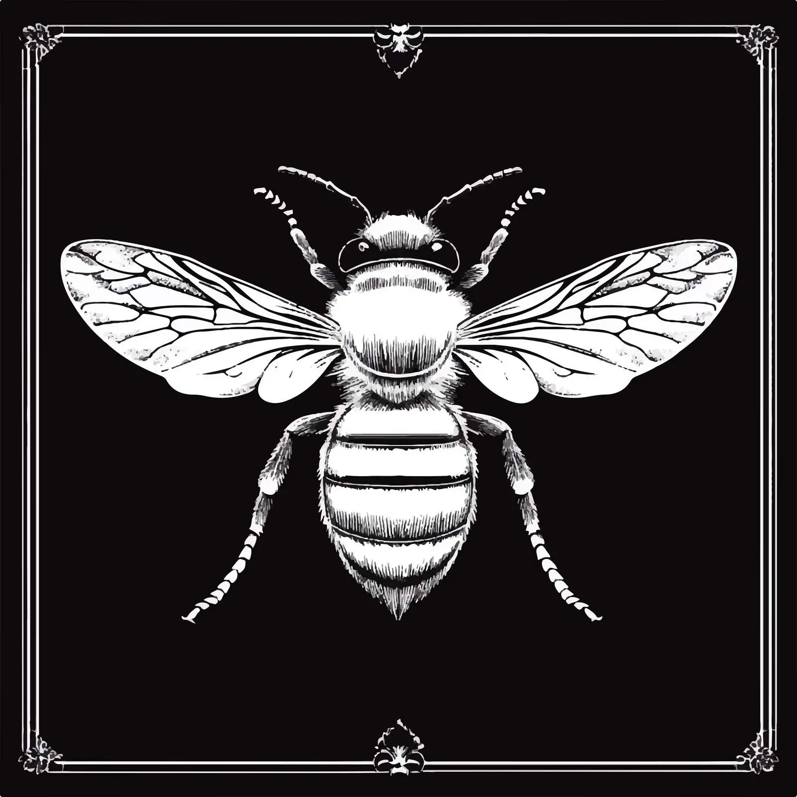Black and White Flat Bee Vector Illustration — free download from Dotvec
