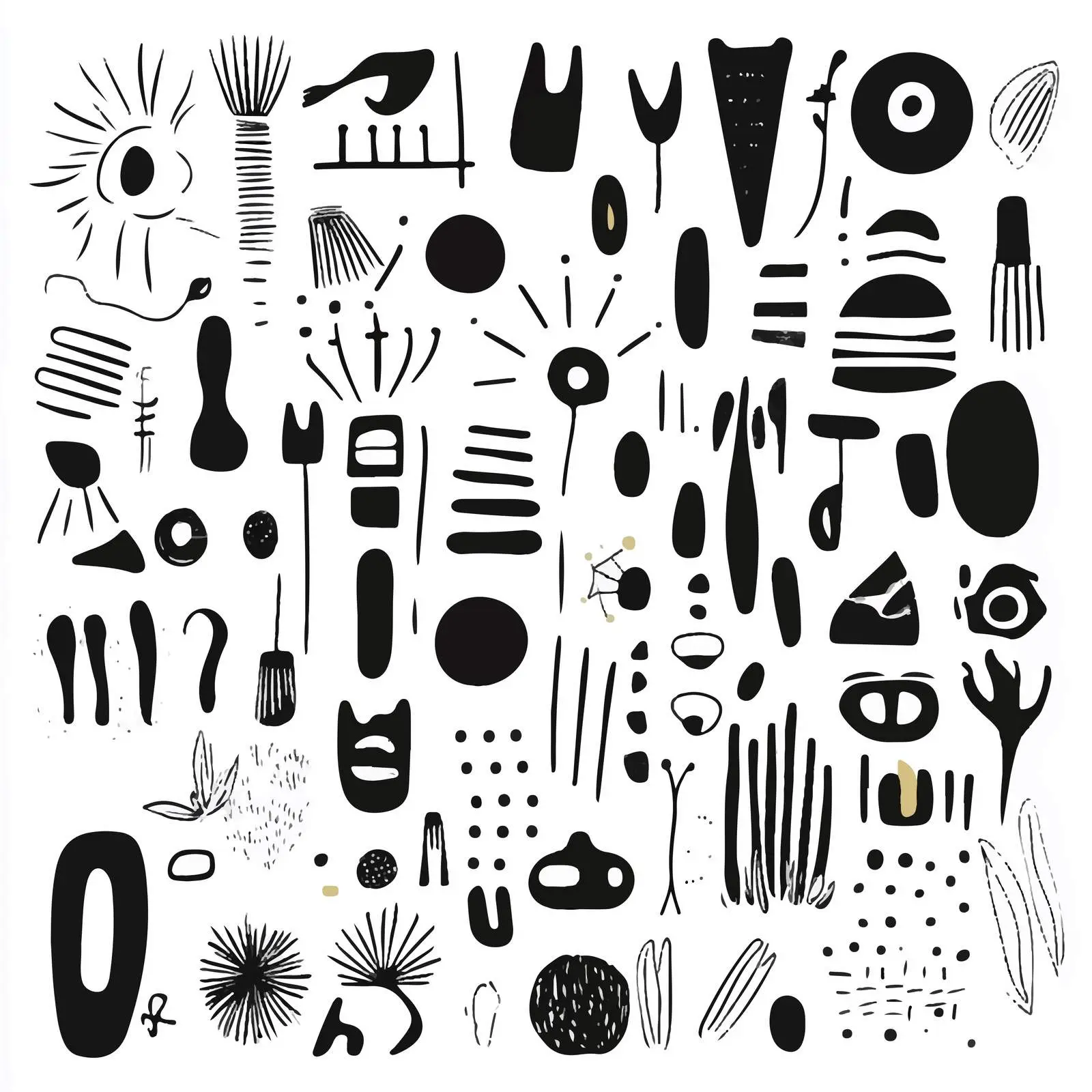 Black Modern Hand-Drawn Abstract Vector Set — free download from Dotvec