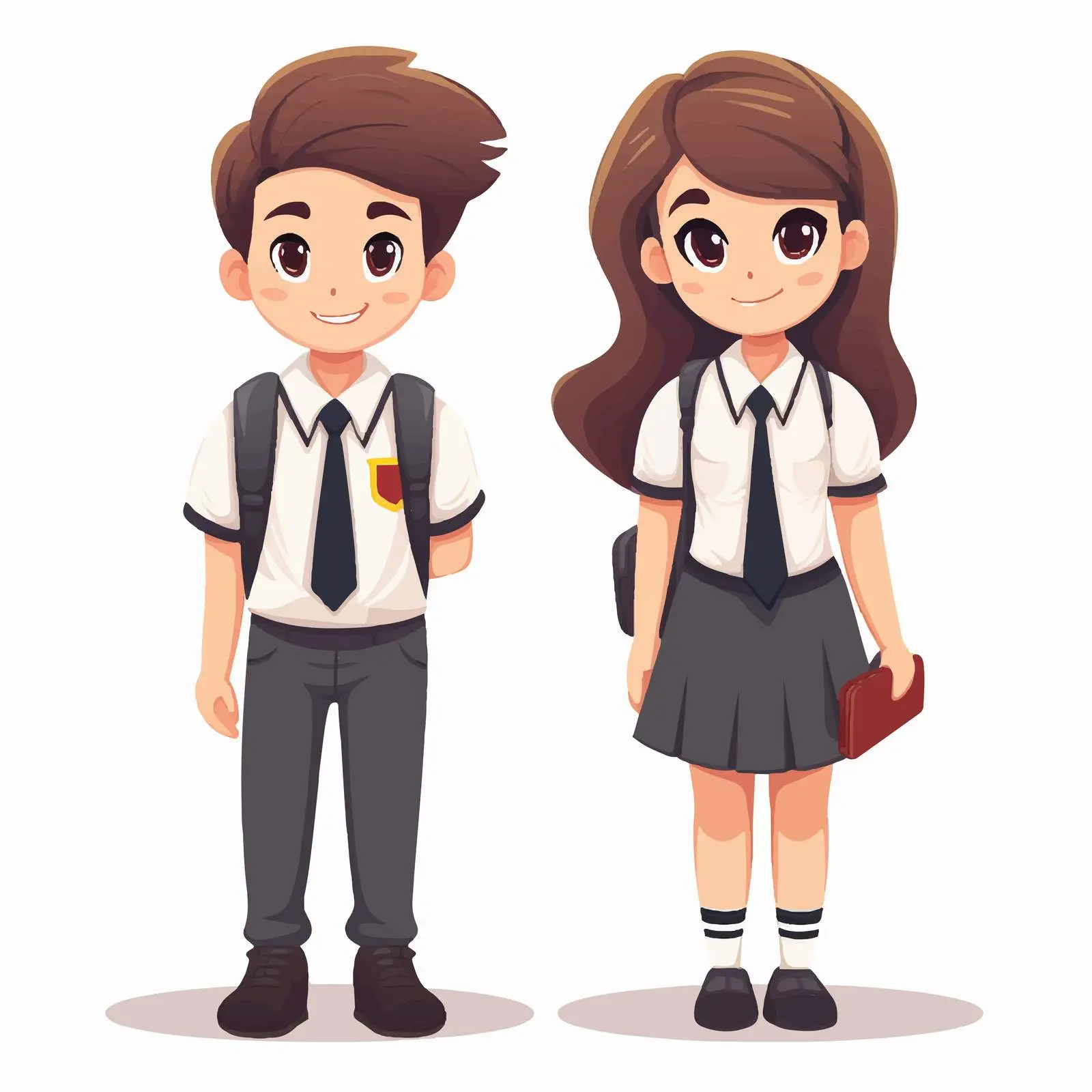 Cartoon Characters of Male and Female Students – free school spirit image from Dotvec