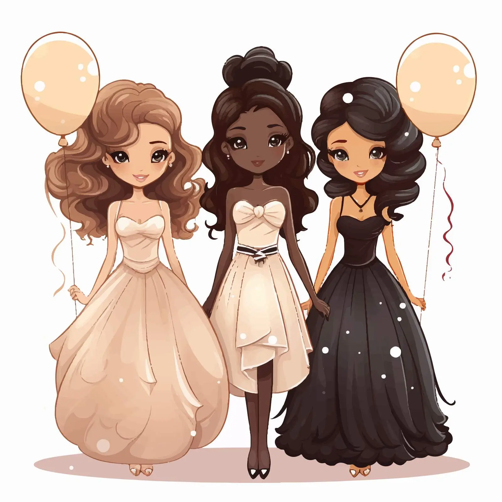 Adorable Cartoon Girls in Elegant Vectors — free download from Dotvec