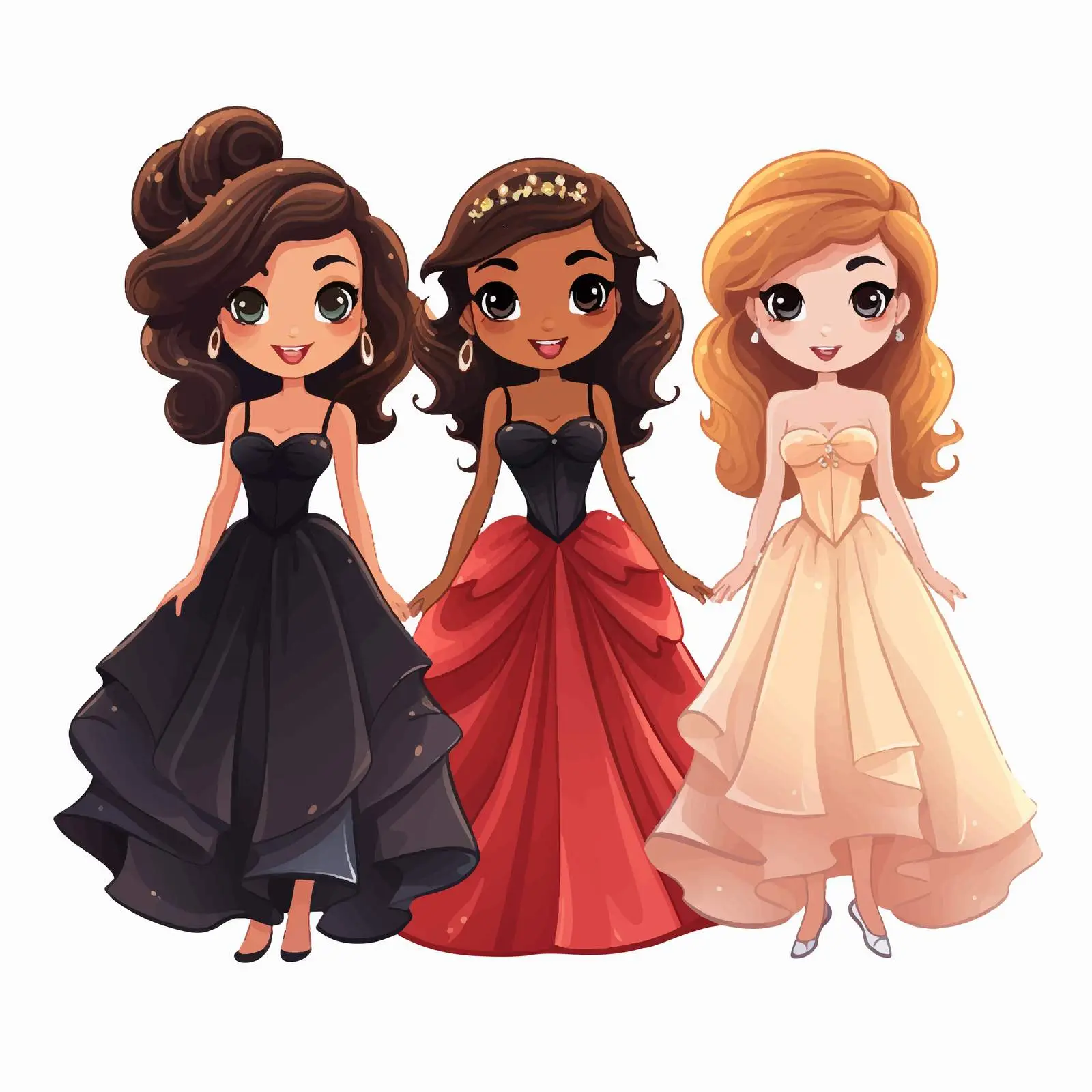 Charming Cartoon Illustration of Elegant Girls — free download from Dotvec