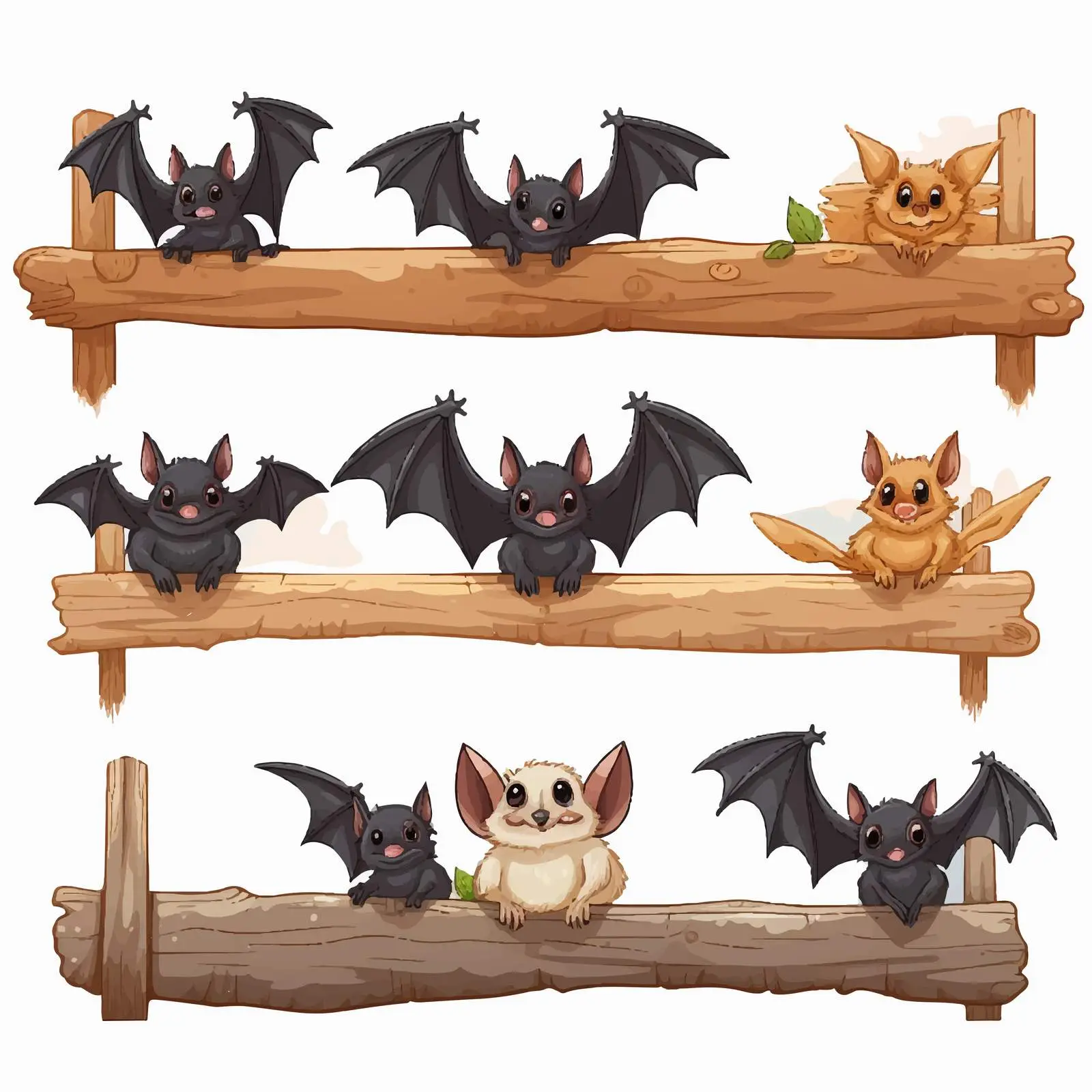 Cartoon Bats Illustrations in Different Poses — free download from Dotvec