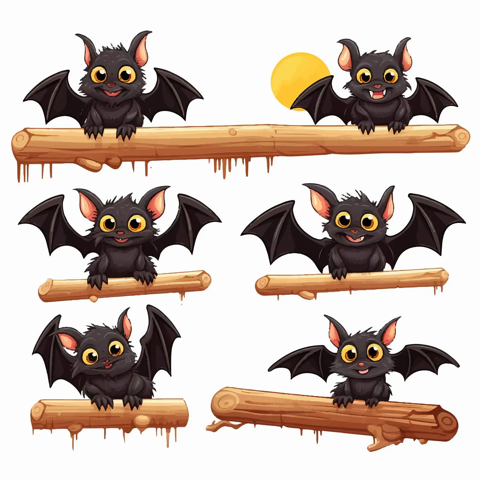 Cartoon Bats in Various Poses Vector Illustration – free cartoon bats image from Dotvec