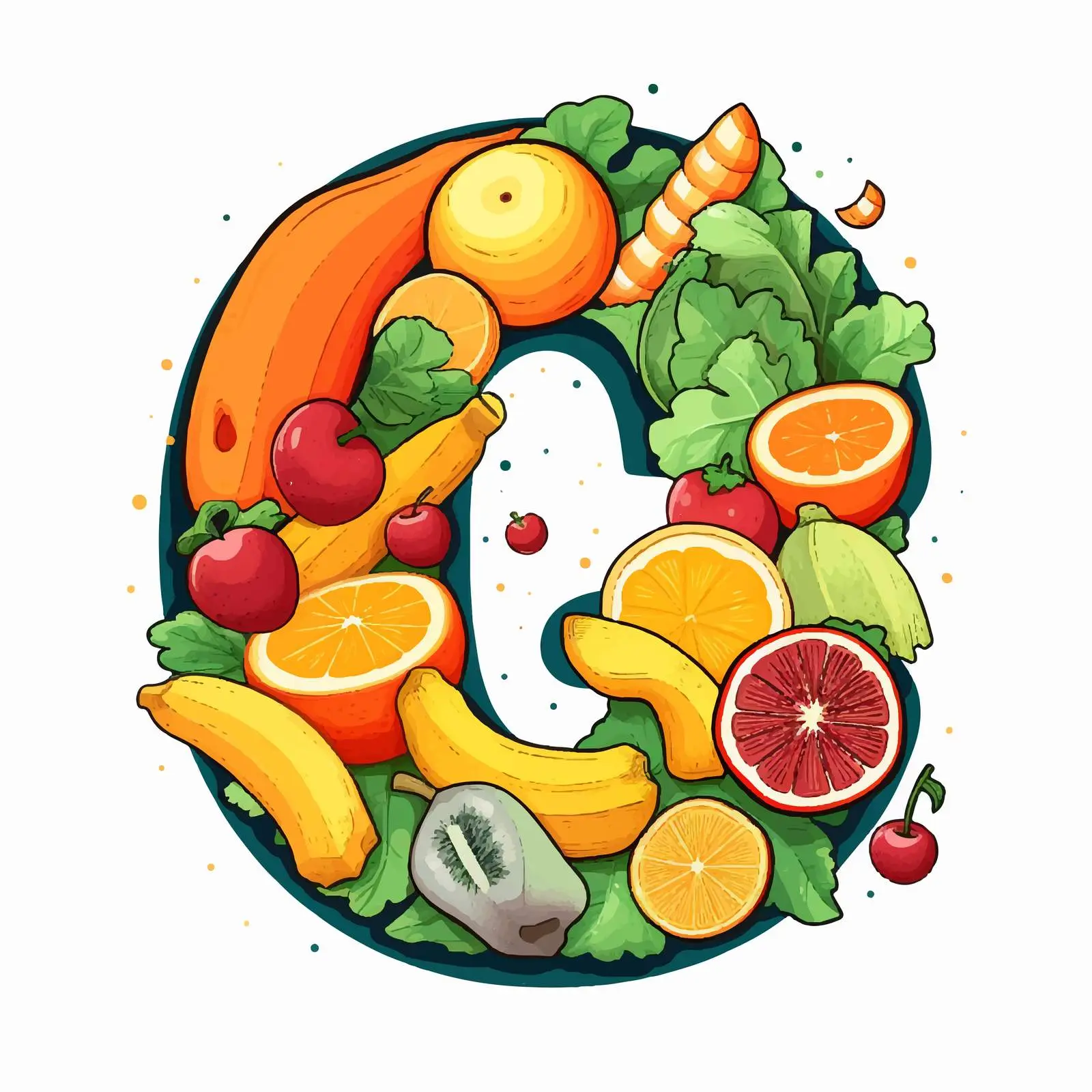 Colorful Cartoon Illustration of Vitamin C Foods — free download from Dotvec