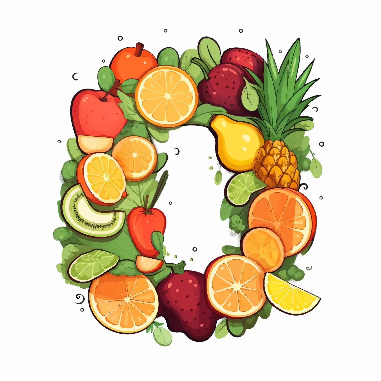 Cartoon Illustration of Vitamin C Rich Foods — free download from Dotvec