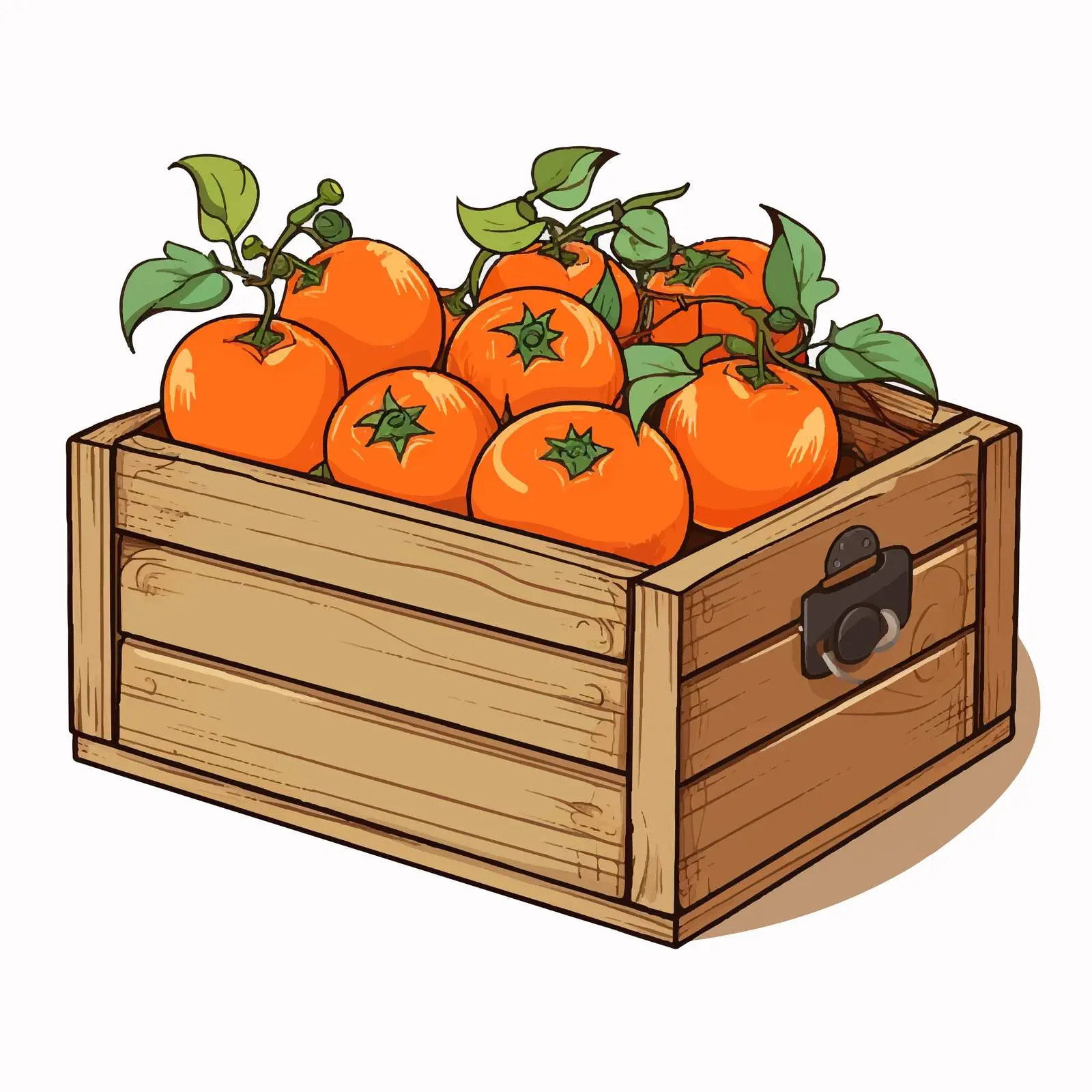 Cartoon Illustration of Persimmon in Wooden Box — free download from Dotvec