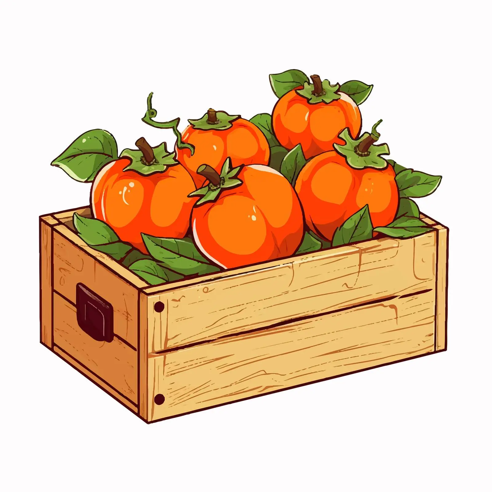 Cartoon Persimmon in Wooden Box Vector Illustration — free download from Dotvec