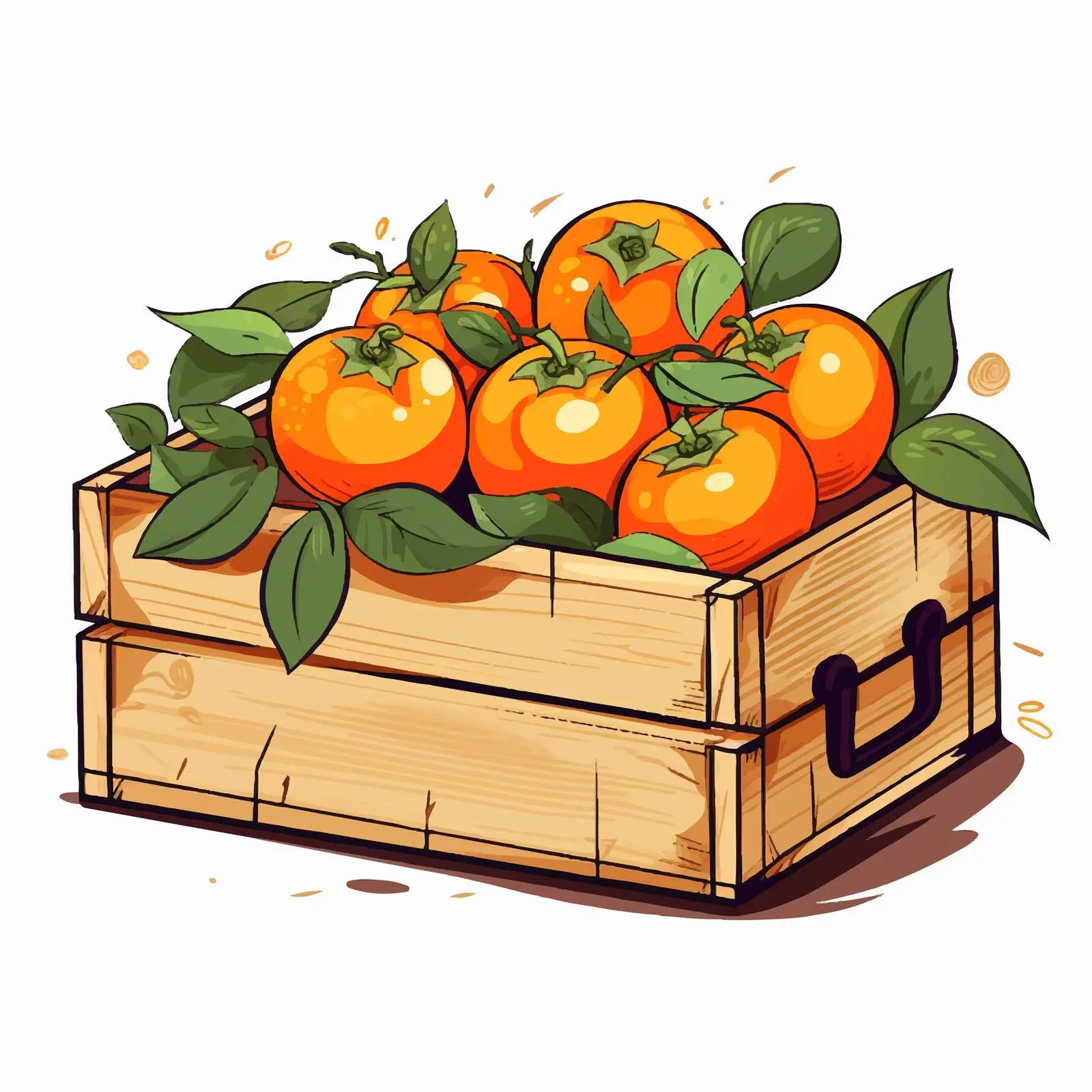 Persimmon Cartoon Illustration in Wooden Box — free download from Dotvec