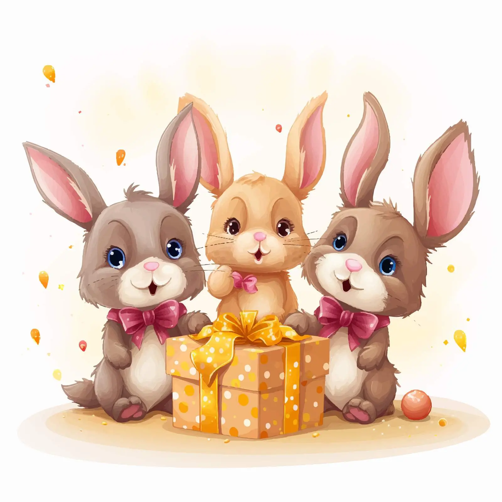 Rabbits Celebrating with Gifts - Cartoon Vector — free download from Dotvec