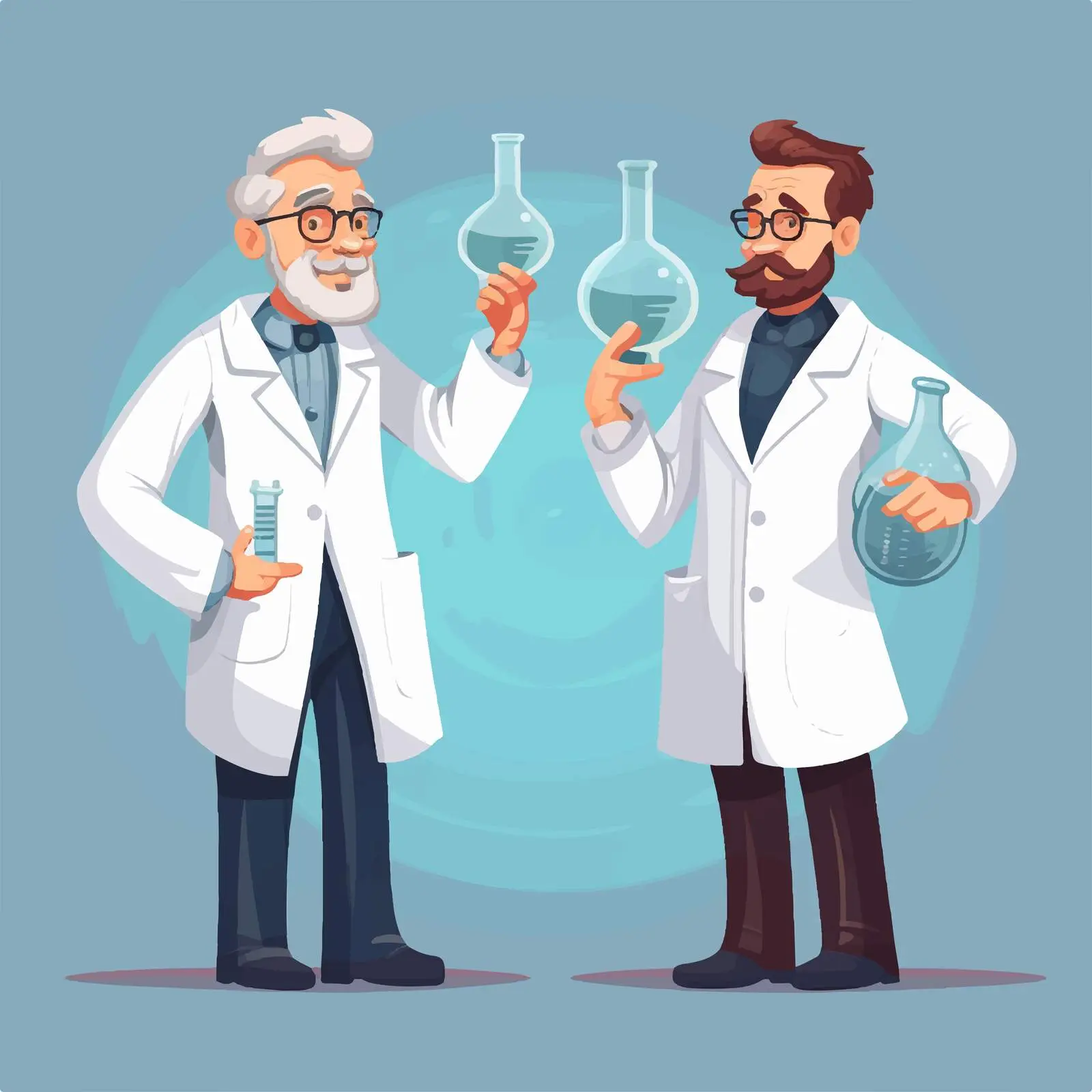 Cartoon Scientists Conducting Experiments Vector Illustration — free download from Dotvec