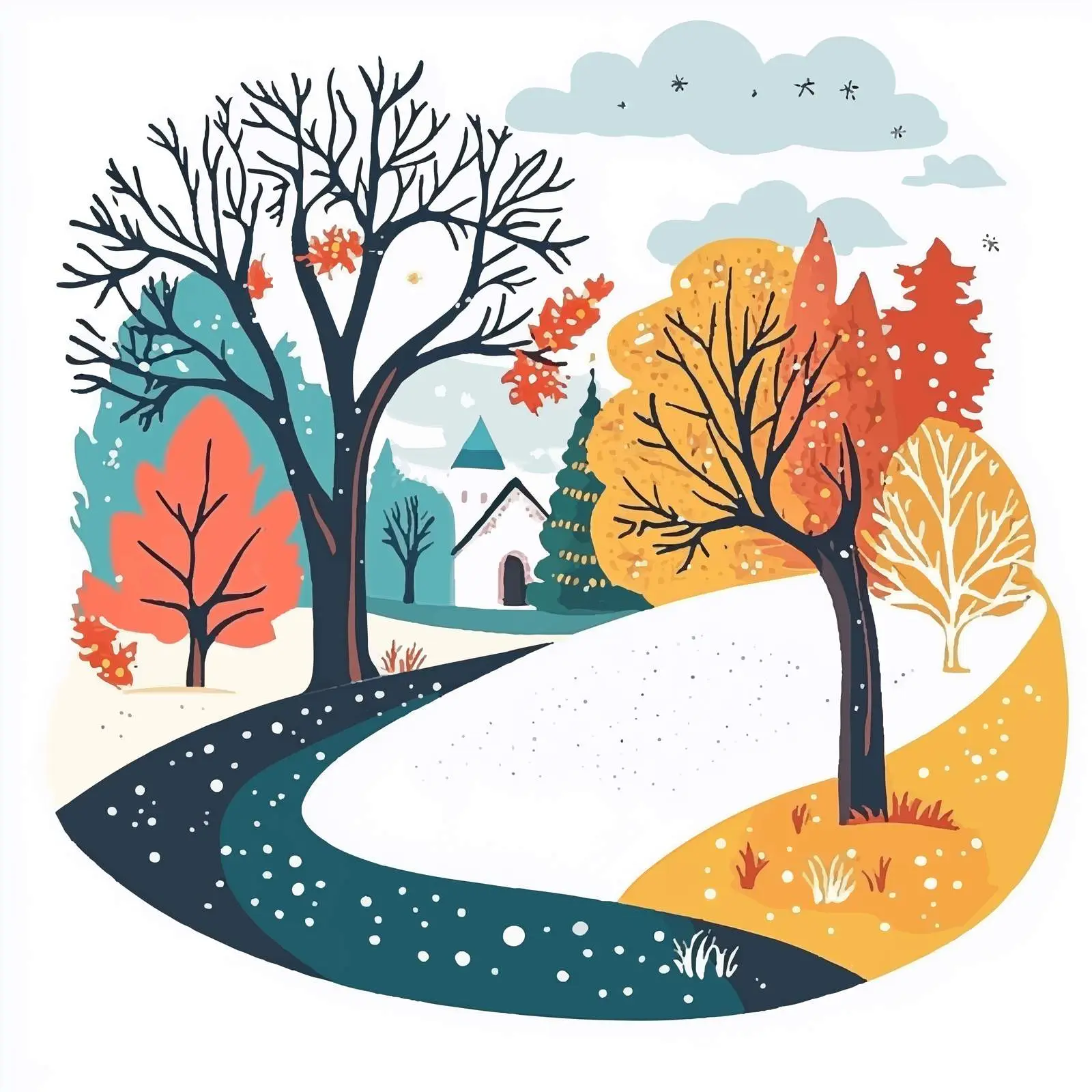 Colorful Vector Illustration of Four Seasons — free download from Dotvec