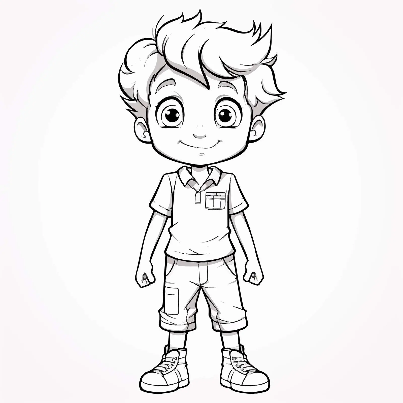 Cute Boy Doodle Outline for Coloring Pages — free download from Dotvec