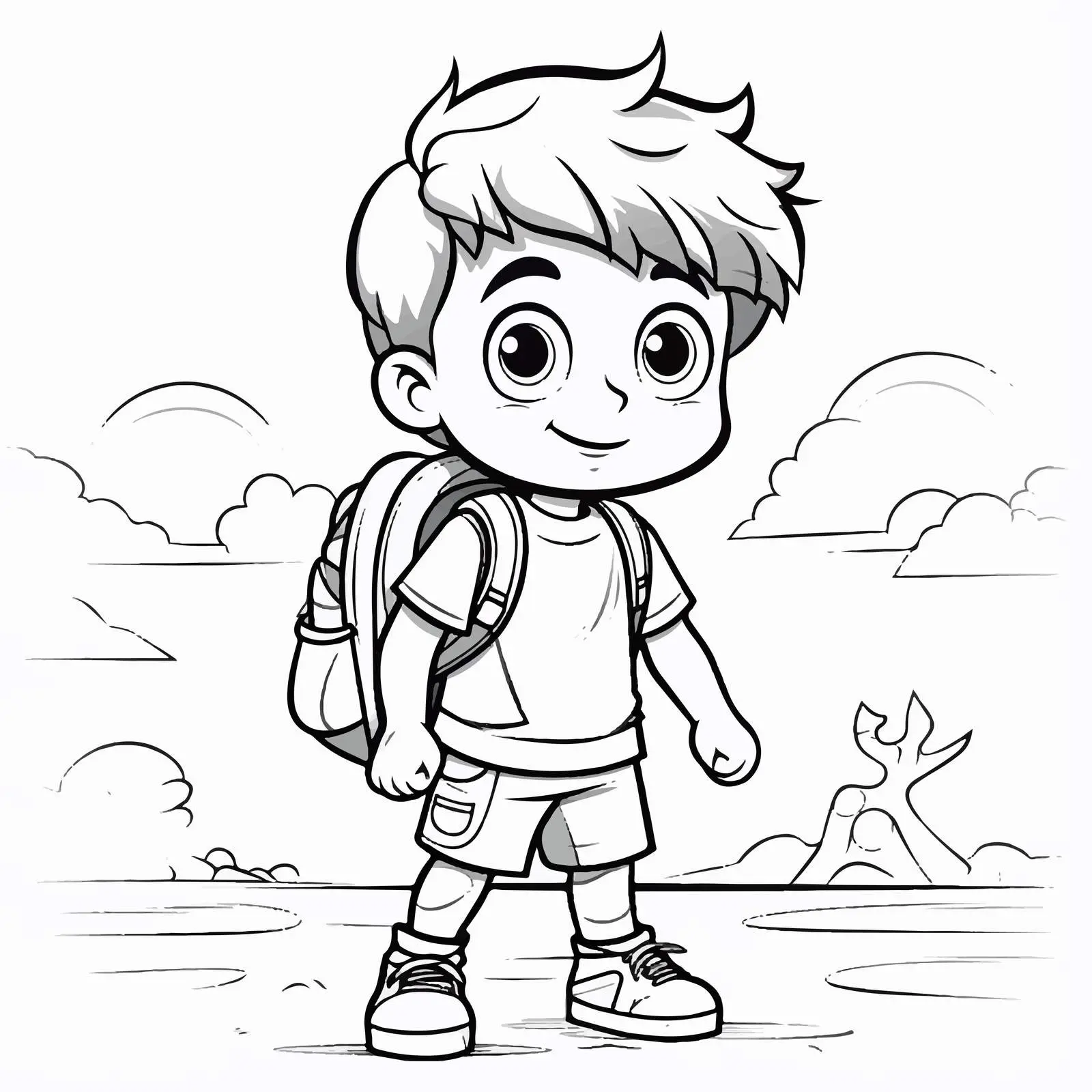 Cute Boy Doodle Outline for Coloring Pages — free download from Dotvec
