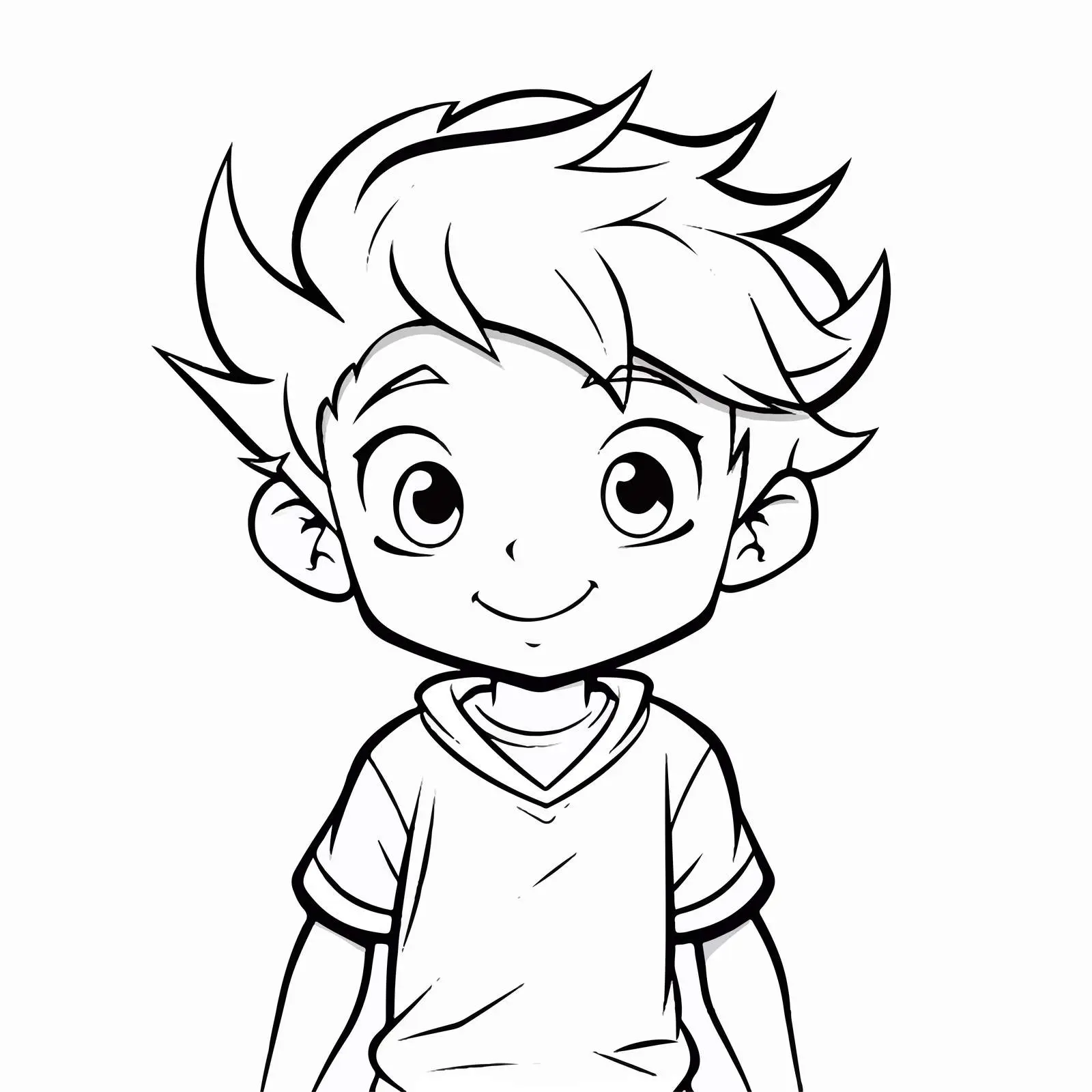 Cute Boy Doodle Outline for Coloring Pages – free childrens activities image from Dotvec