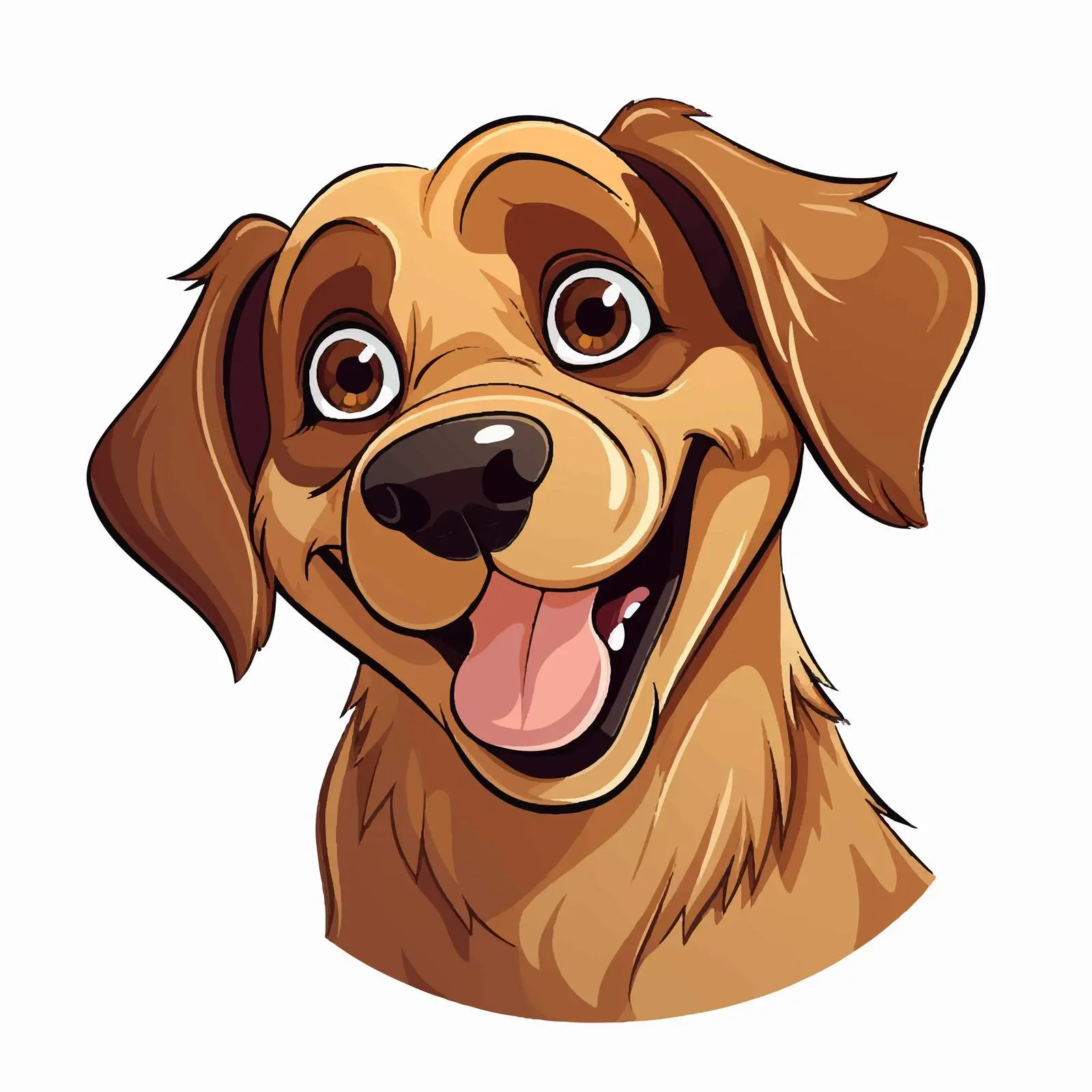Cheerful Brown Dog Face Vector Graphic – free digital dog art image from Dotvec