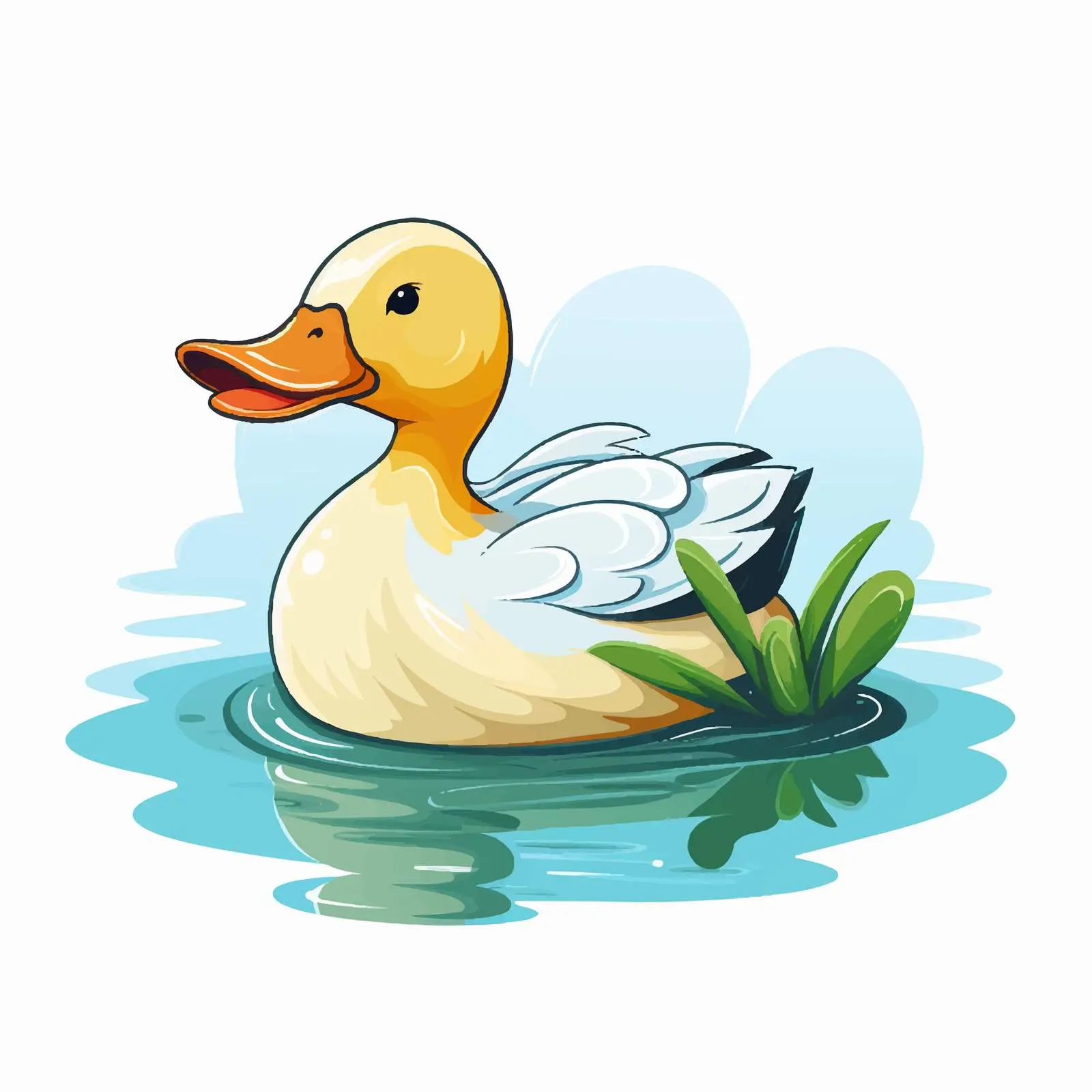 Peaceful Duck Floating Vector Graphic — free download from Dotvec