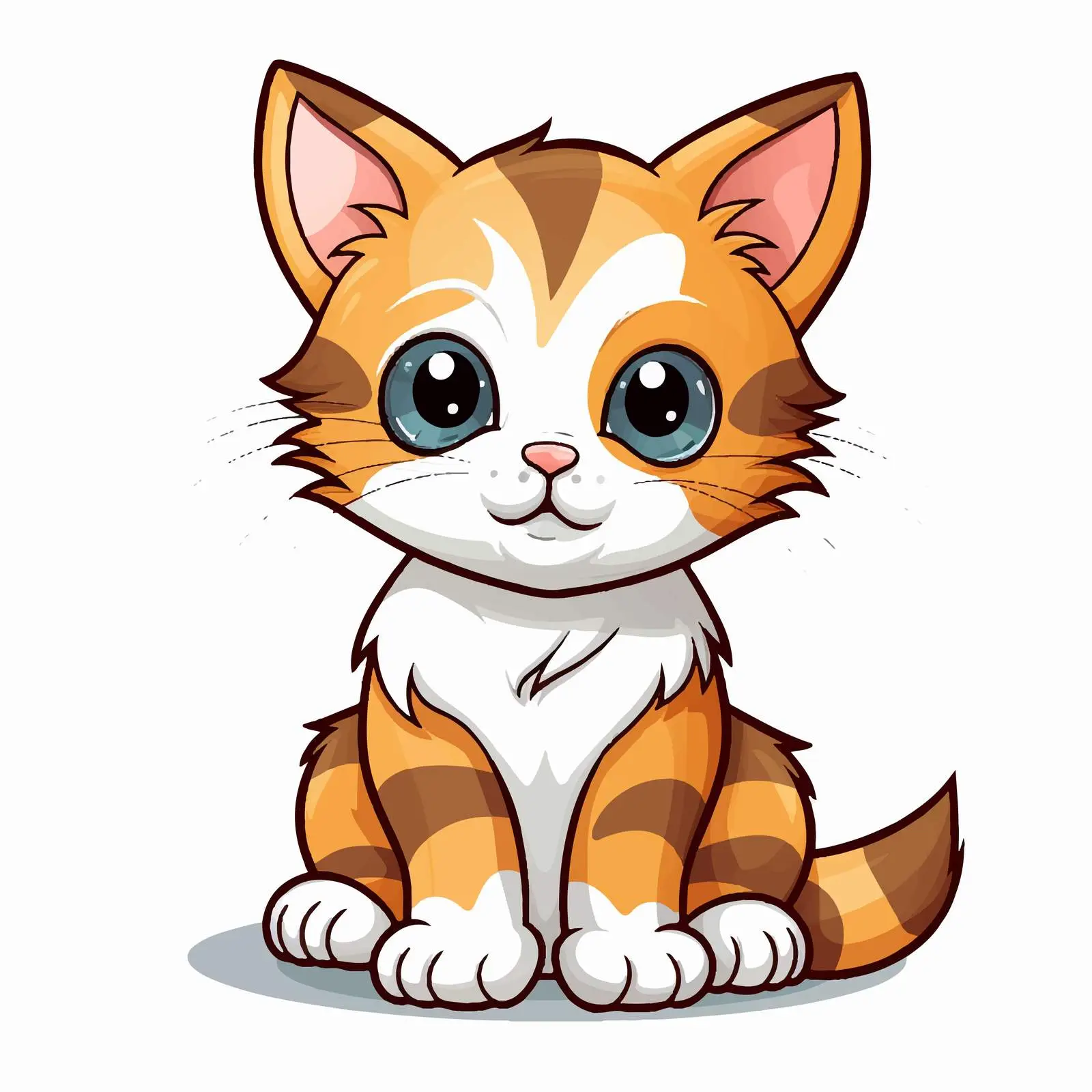Colorful Outlined Kitten Vector Illustration — free download from Dotvec