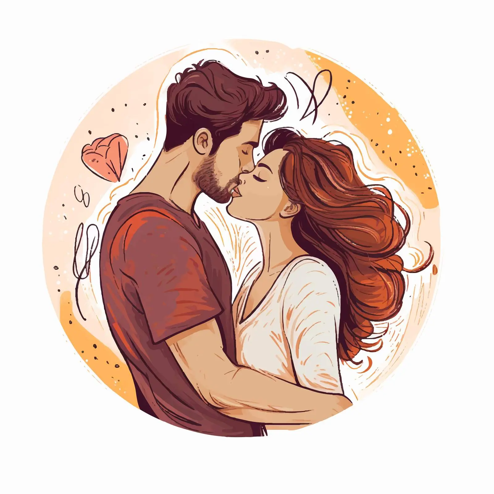 Passionate Kiss Illustration of Loving Couple – free modern vectors image from Dotvec