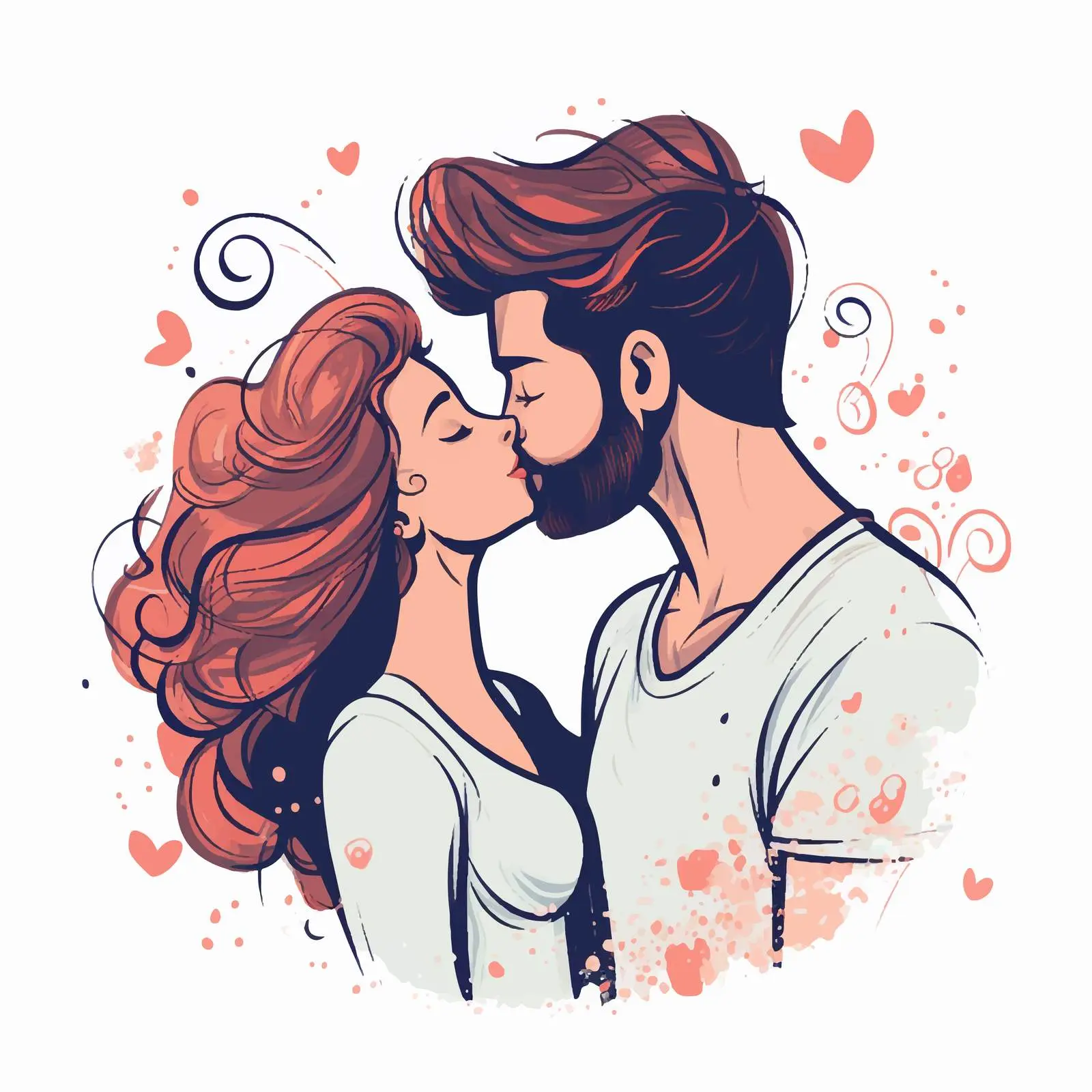 Romantic Vector Illustration of Passionate Kiss – free couple goals image from Dotvec
