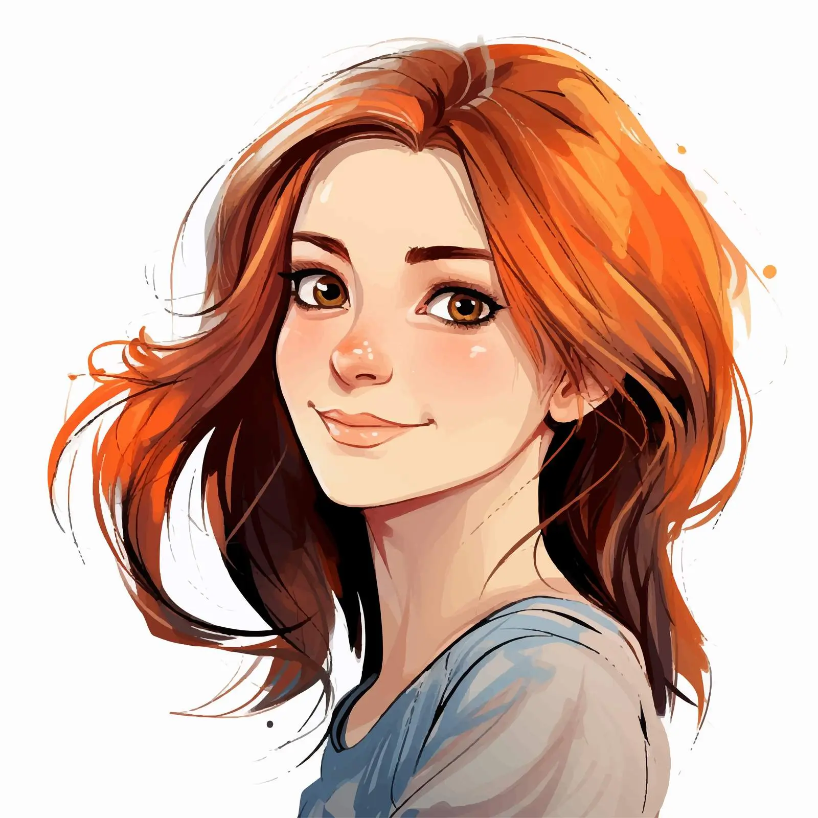 Sketched and Colored Girl Vector Illustration — free download from Dotvec