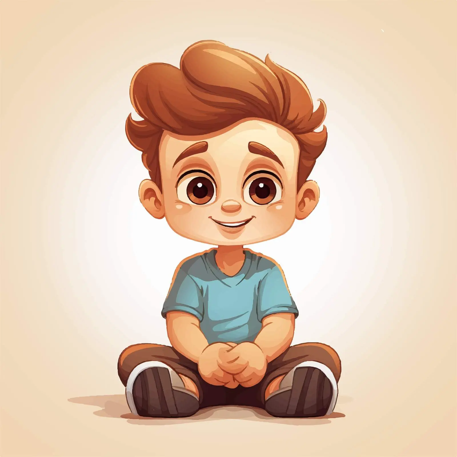 Happy Young Boy Sitting Vector Illustration — free download from Dotvec