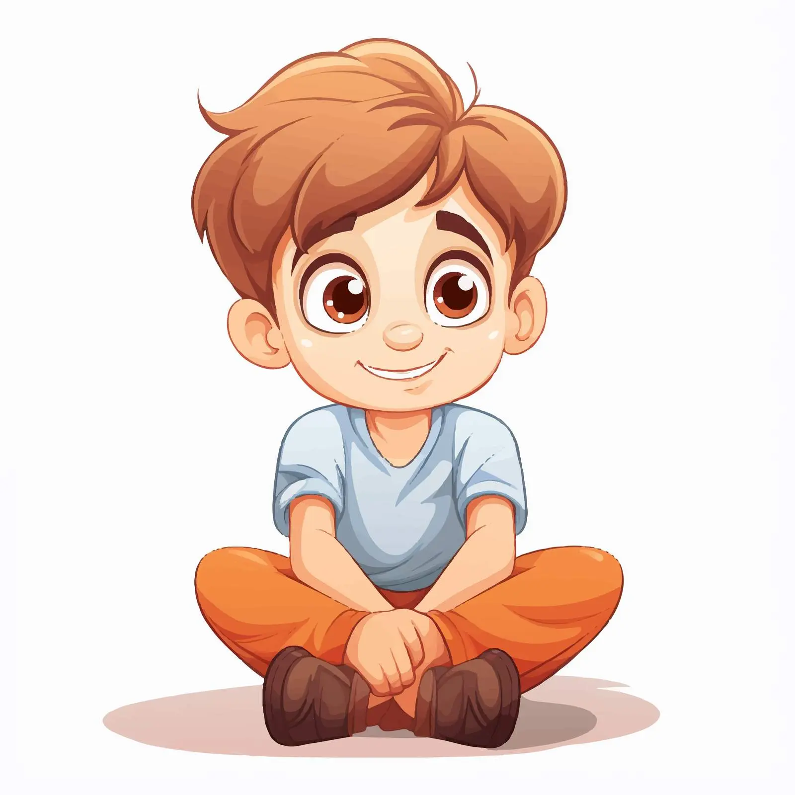 Happy Young Boy Sitting Vector Illustration – free playful boy image from Dotvec