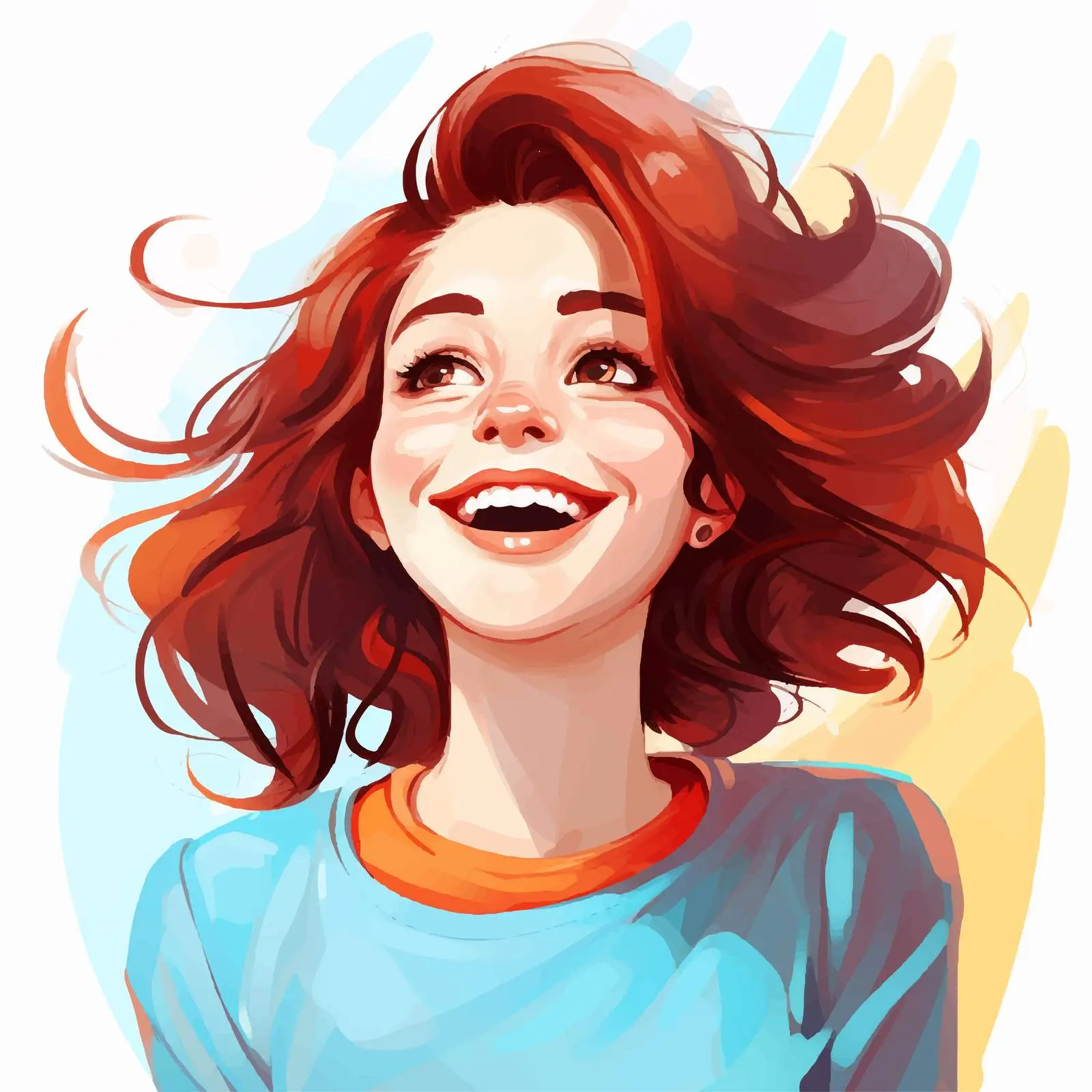 Happy Young Girl Smiling Vector Illustration — free download from Dotvec