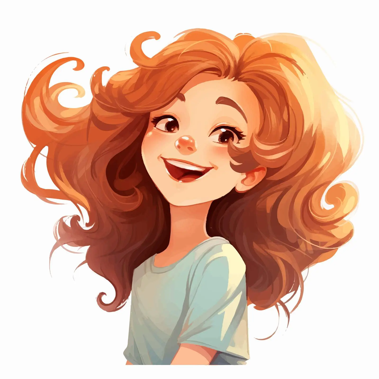 Happy Young Girl Smiling Vector Illustration — free download from Dotvec