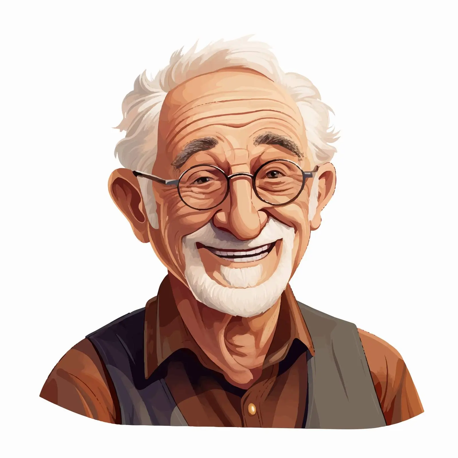 Smiling Senior Man Vector Illustration — free download from Dotvec