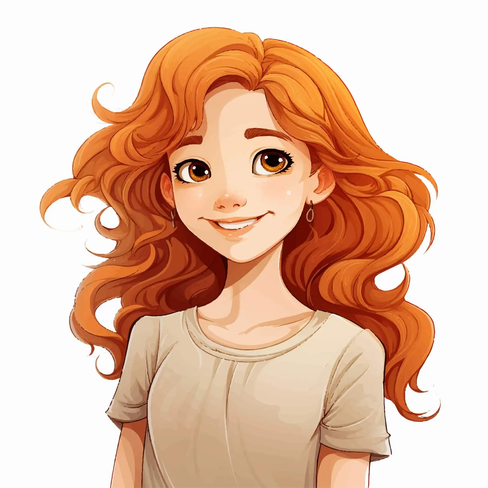 Smiling Young Girl Vector Illustration — free download from Dotvec