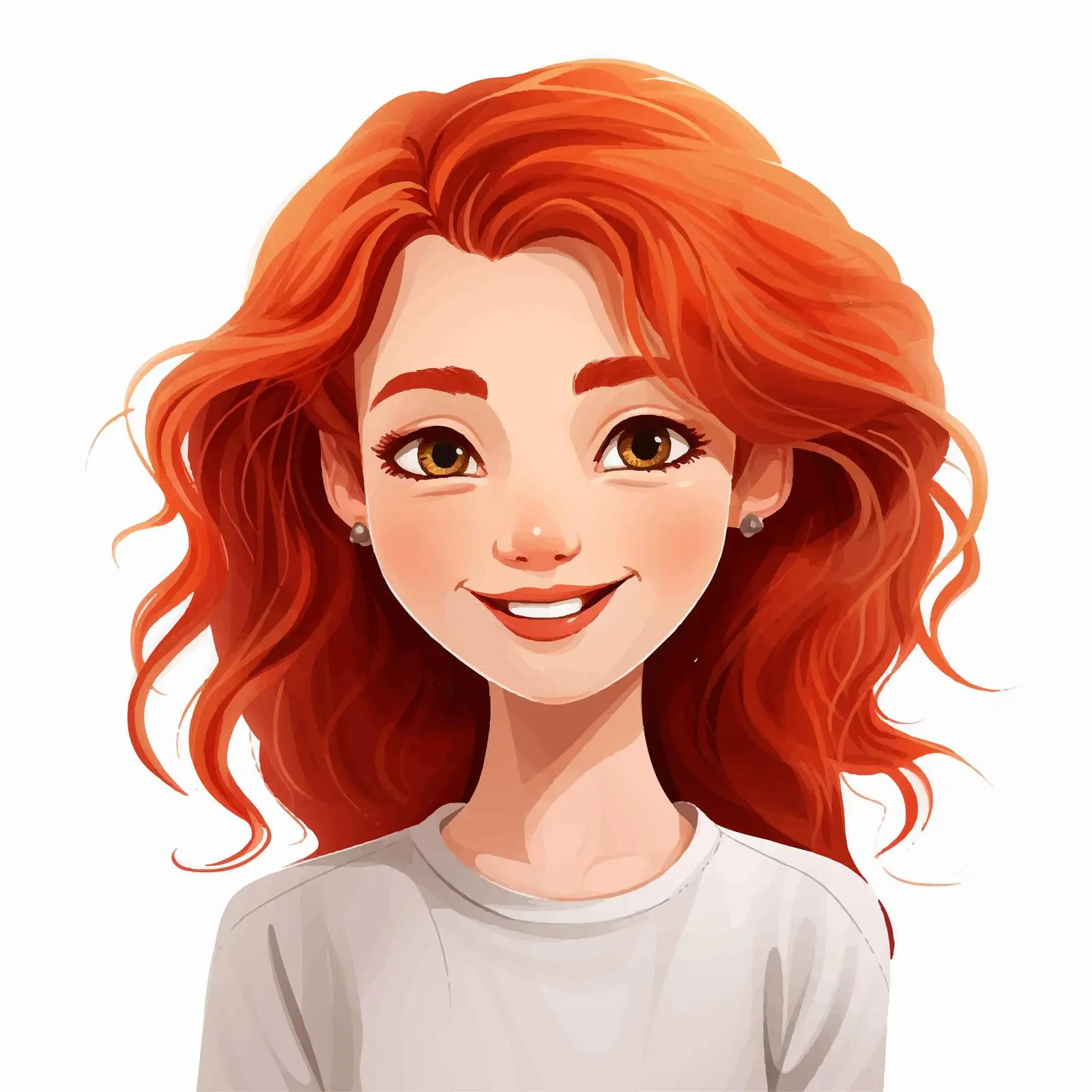 Smiling Young Redhead Girl Vector Illustration — free download from Dotvec
