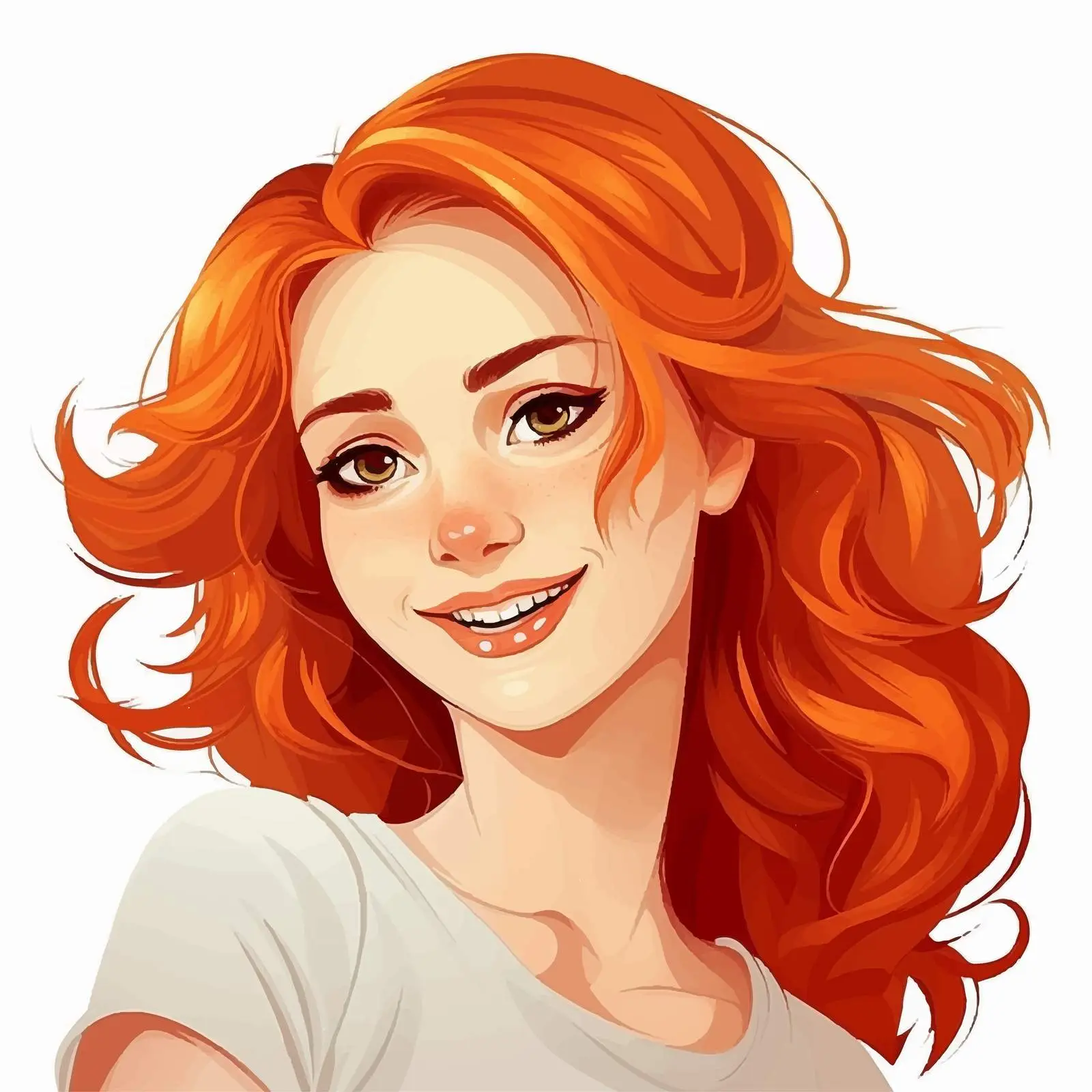 Smiling Young Redhead Girl Vector Illustration — free download from Dotvec