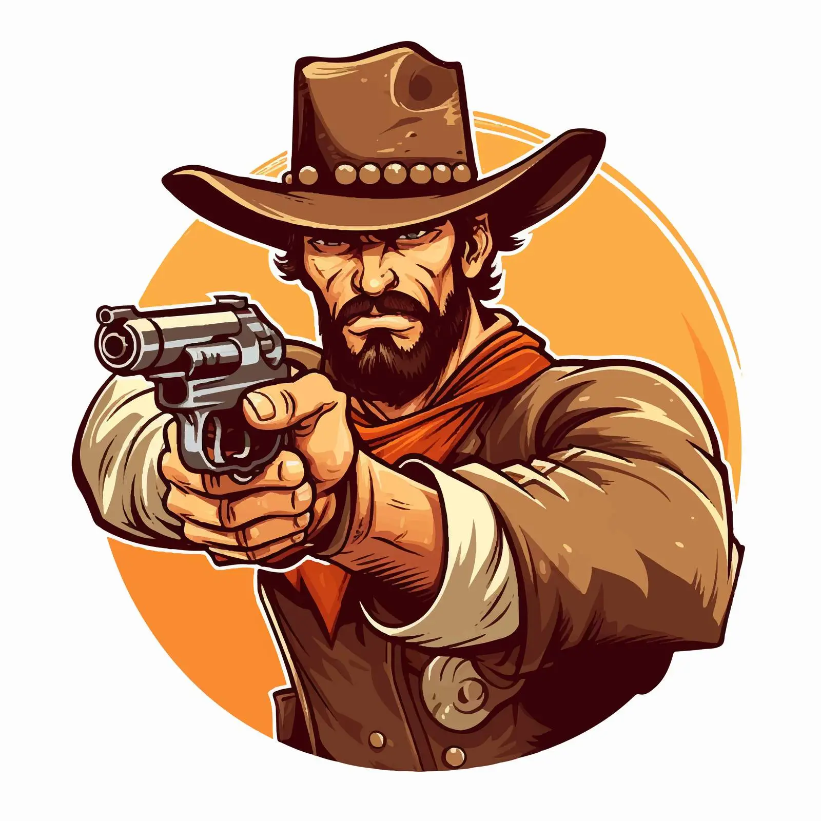 Angry Cowboy Holding a Gun Vector Illustration — free download from Dotvec