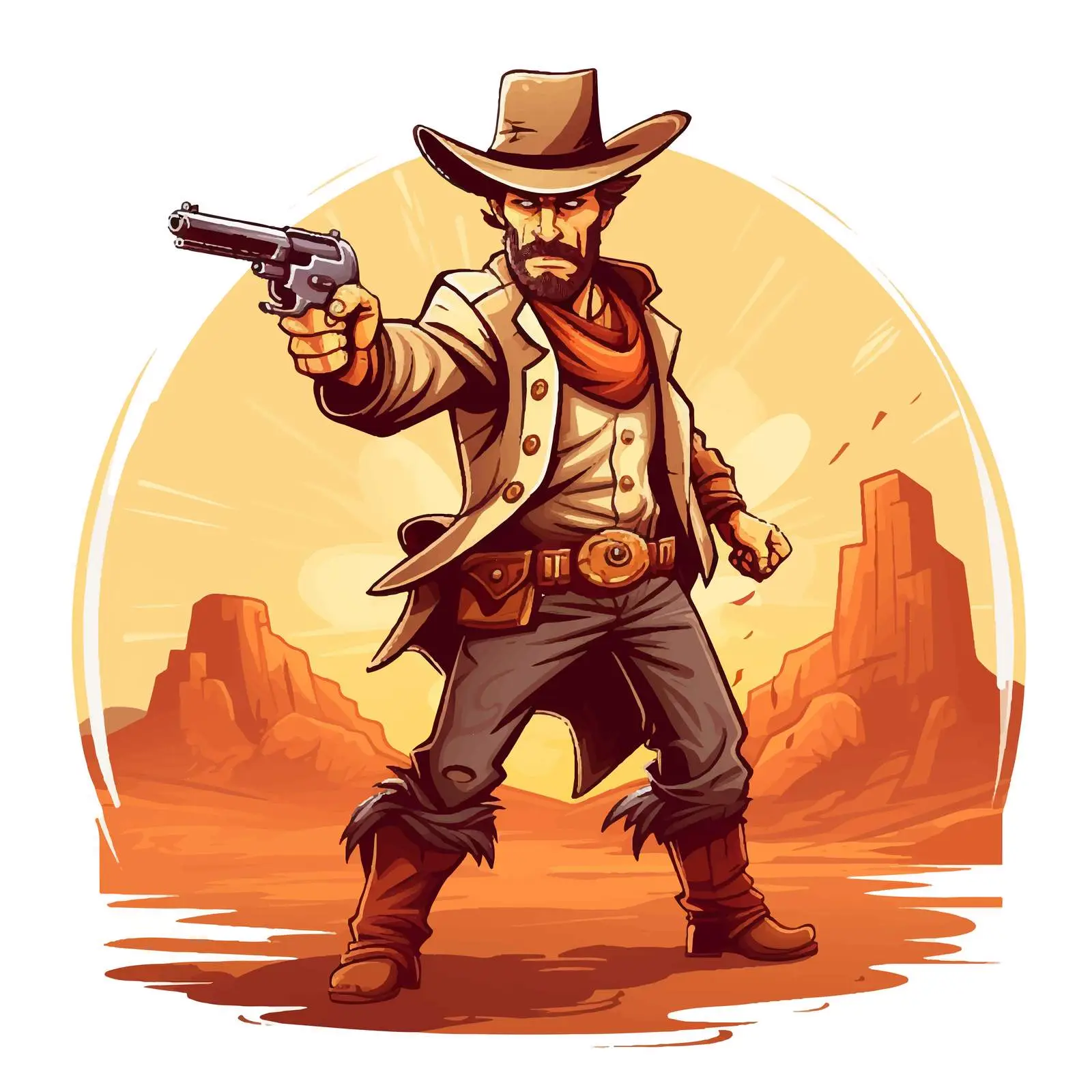Angry Cowboy with Gun Vector Illustration — free download from Dotvec