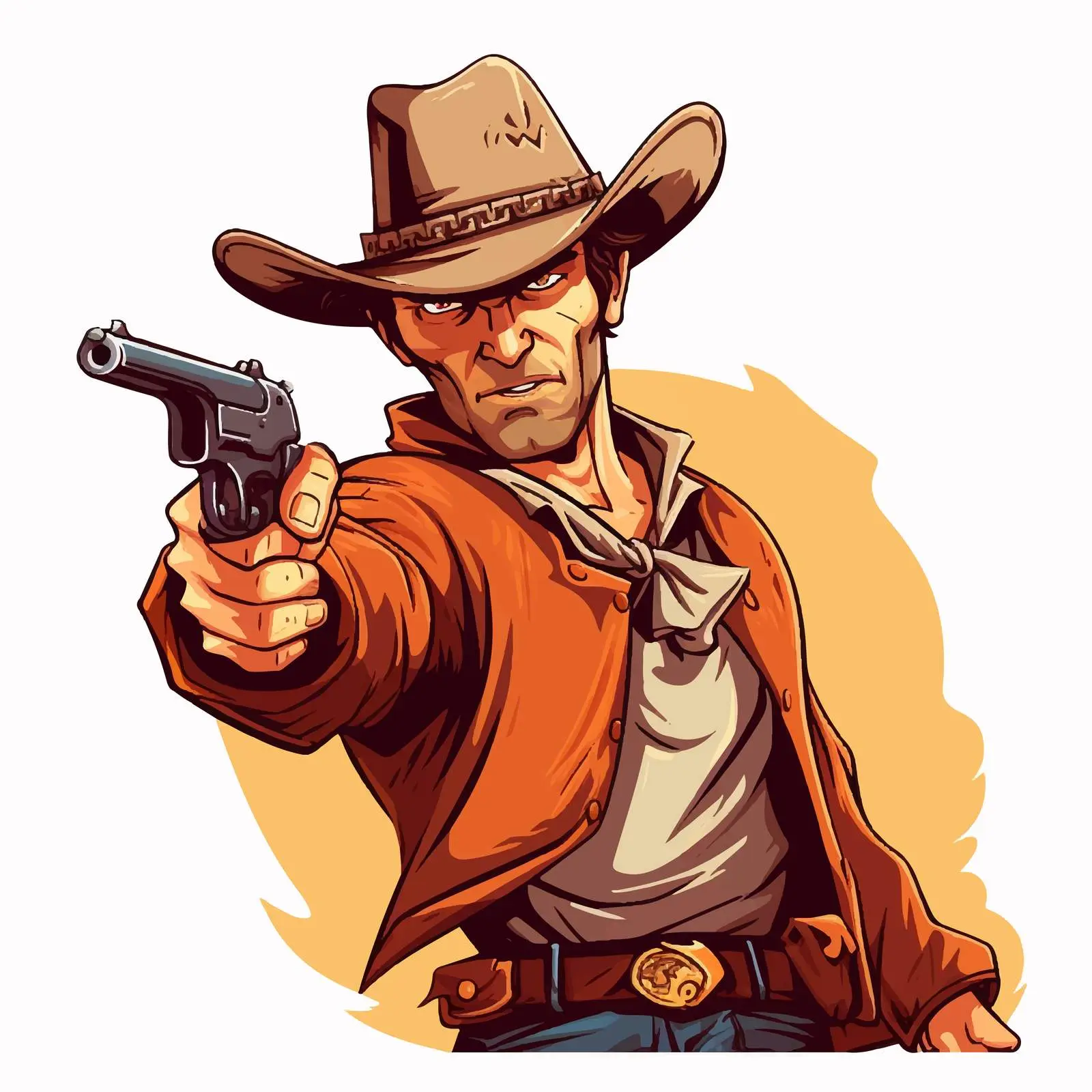 Angry Cowboy Holding a Gun Vector Illustration — free download from Dotvec