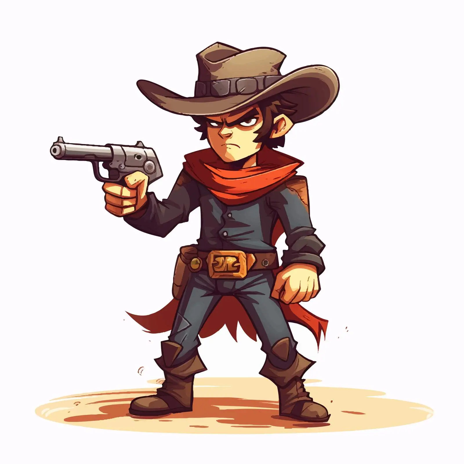 Angry Cowboy Holding a Gun Vector Illustration — free download from Dotvec