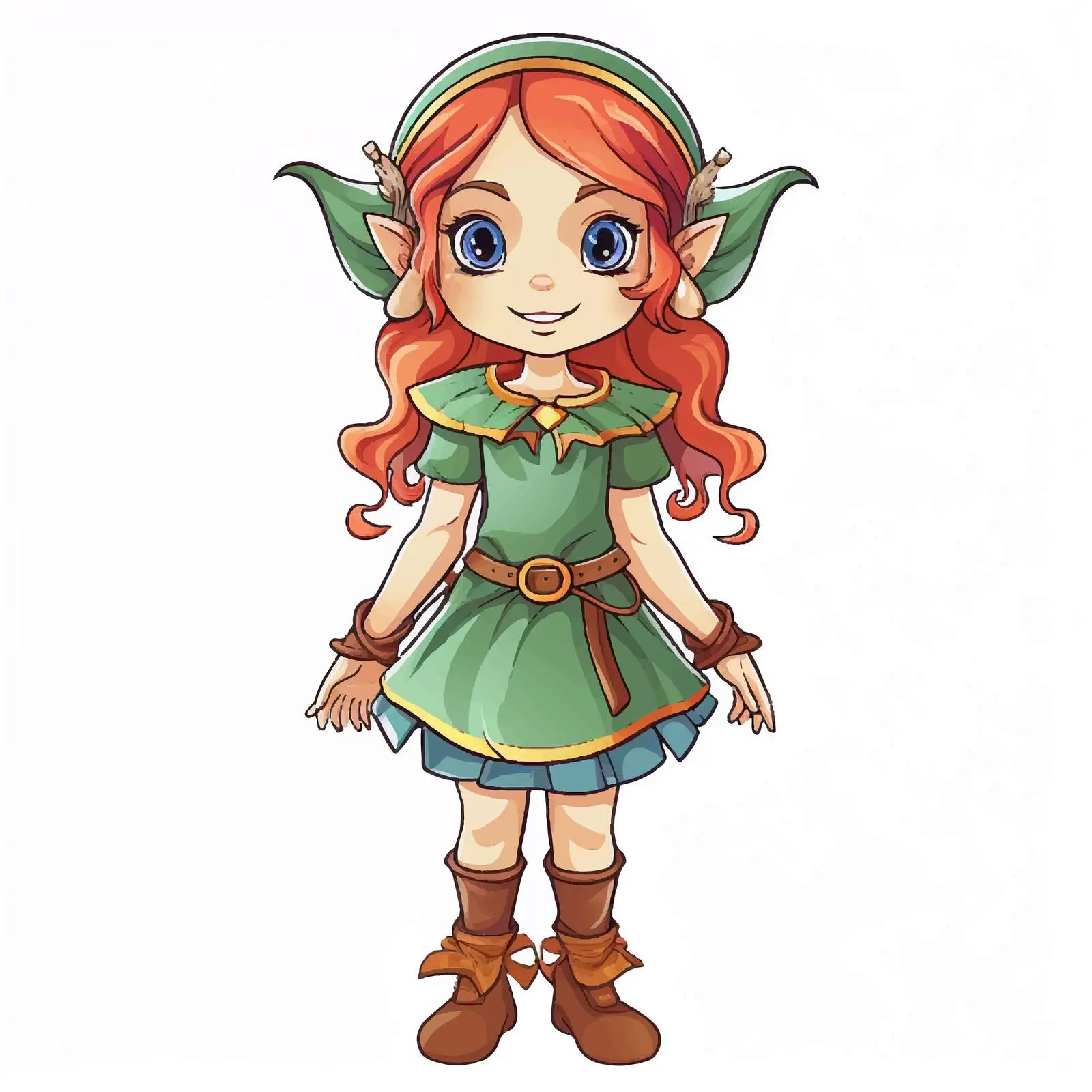Colorful Vector Illustration of Elf Girl — free download from Dotvec