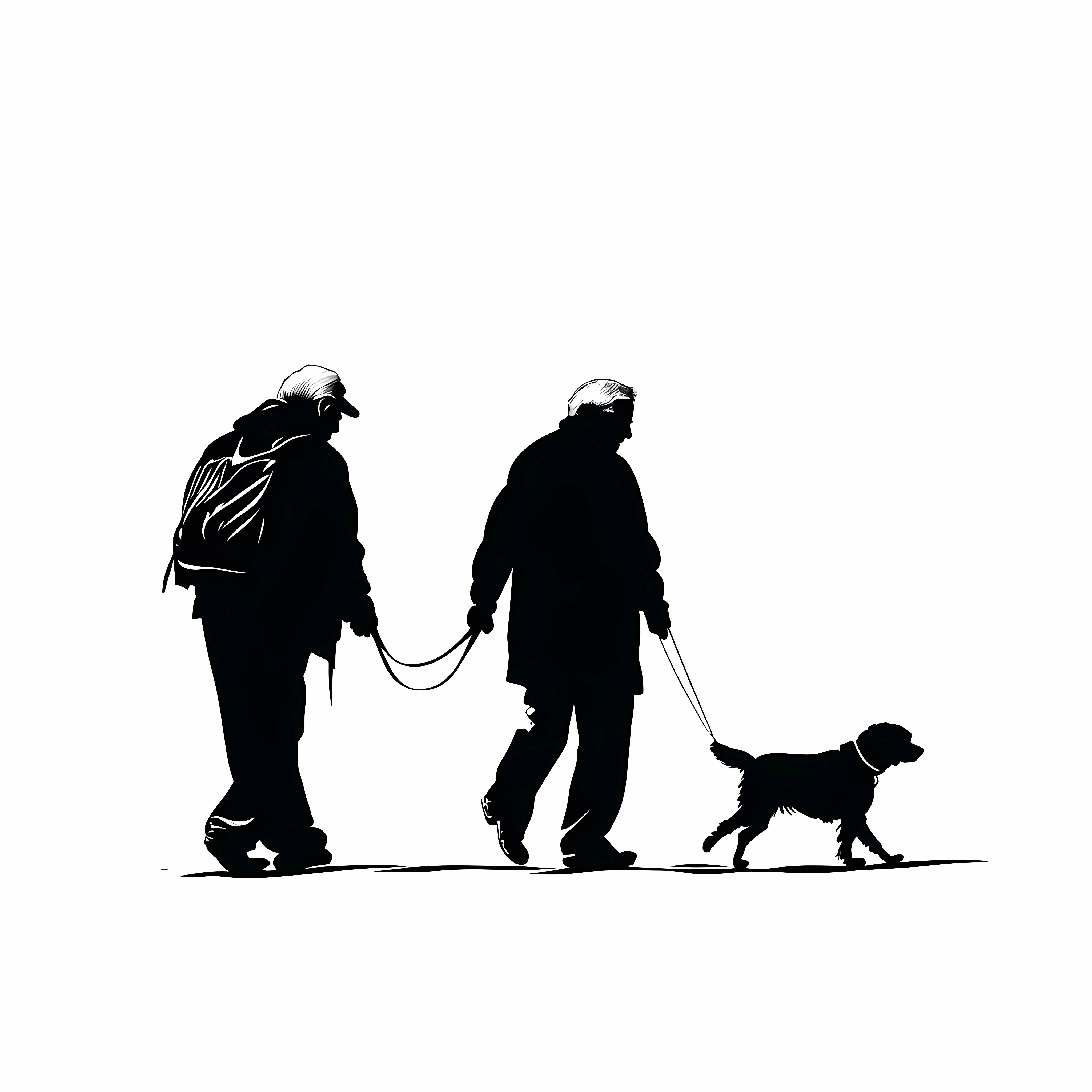 Silhouette of Elderly People Walking Illustration — free download from Dotvec