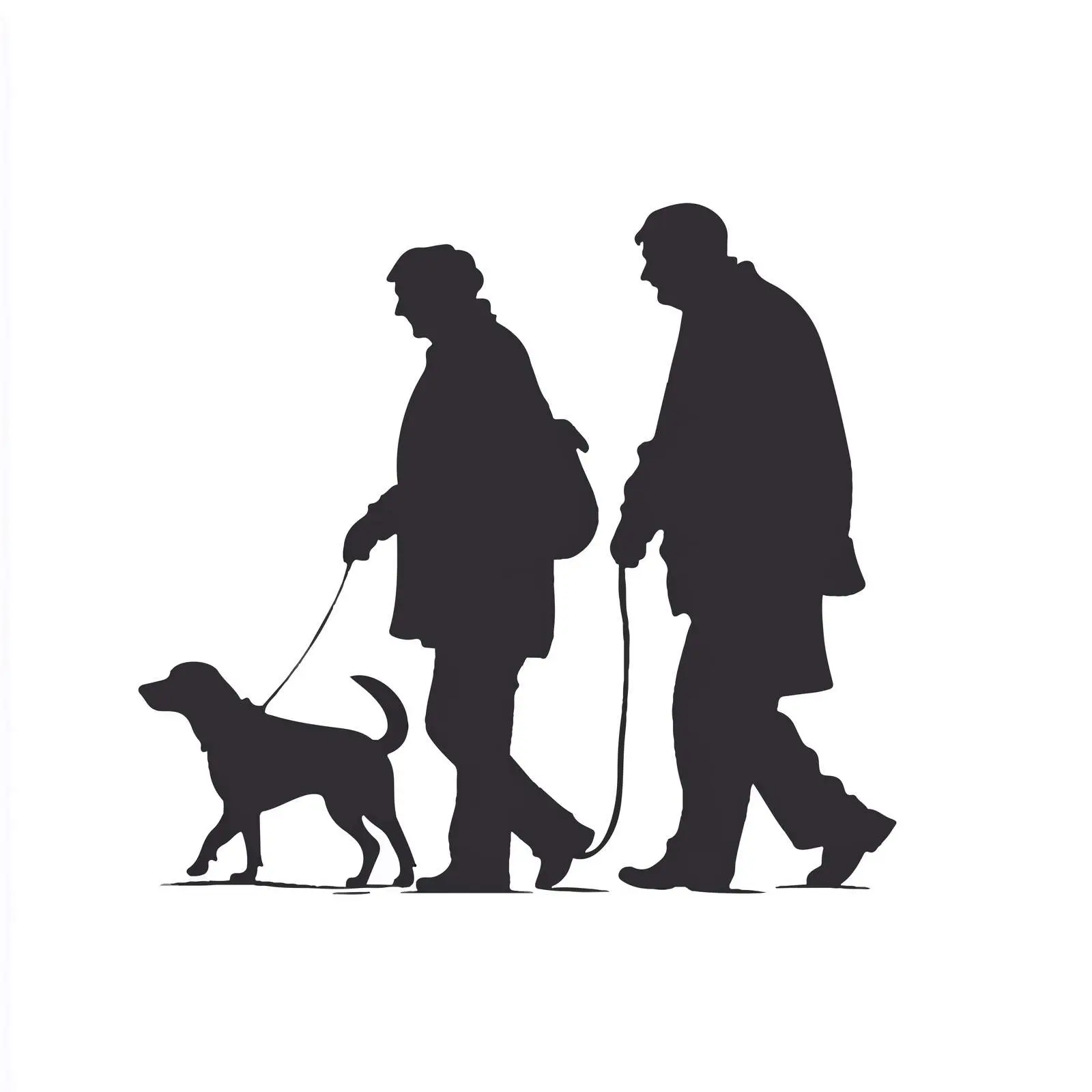 Silhouette Illustration of Elderly People Walking – free walking stick image from Dotvec