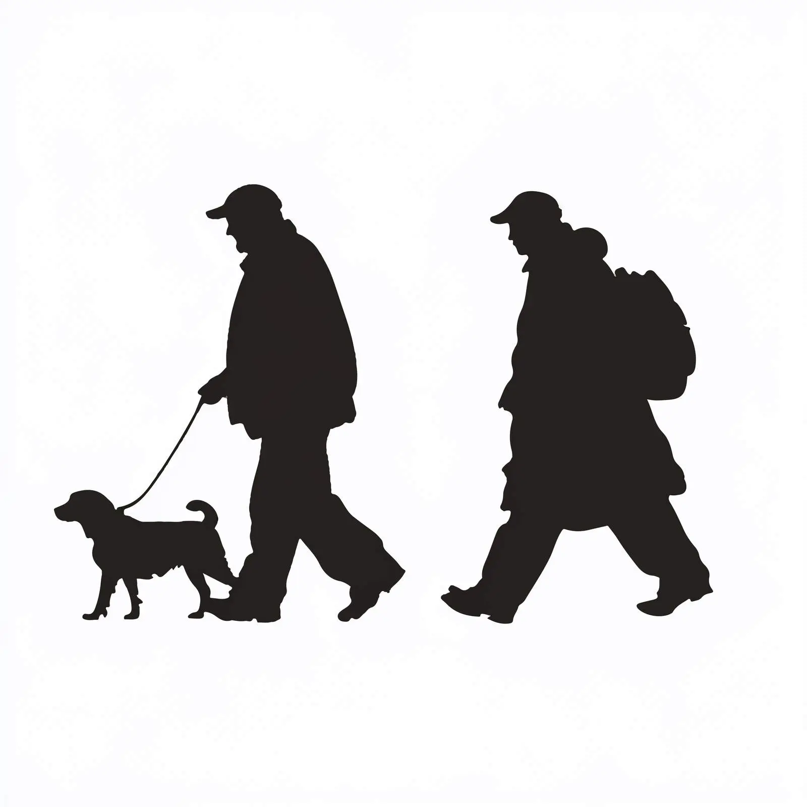 Silhouette of Elderly People Walking Vector — free download from Dotvec