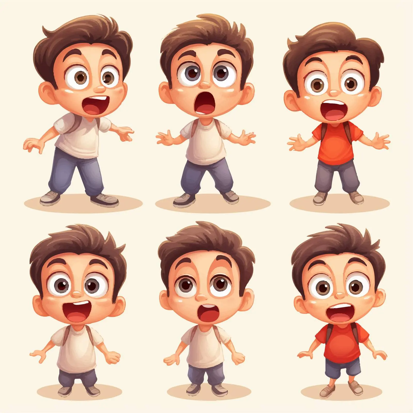 Boy Expressing Various Emotions Vector Illustration — free download from Dotvec