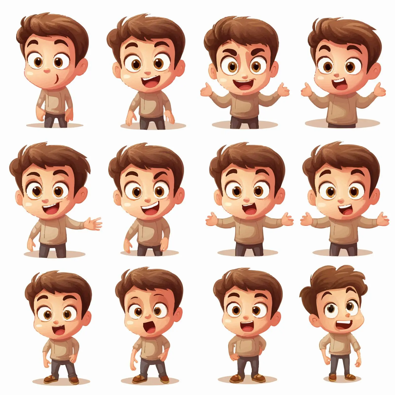 Boy Expressing Various Emotions Vector Illustration — free download from Dotvec